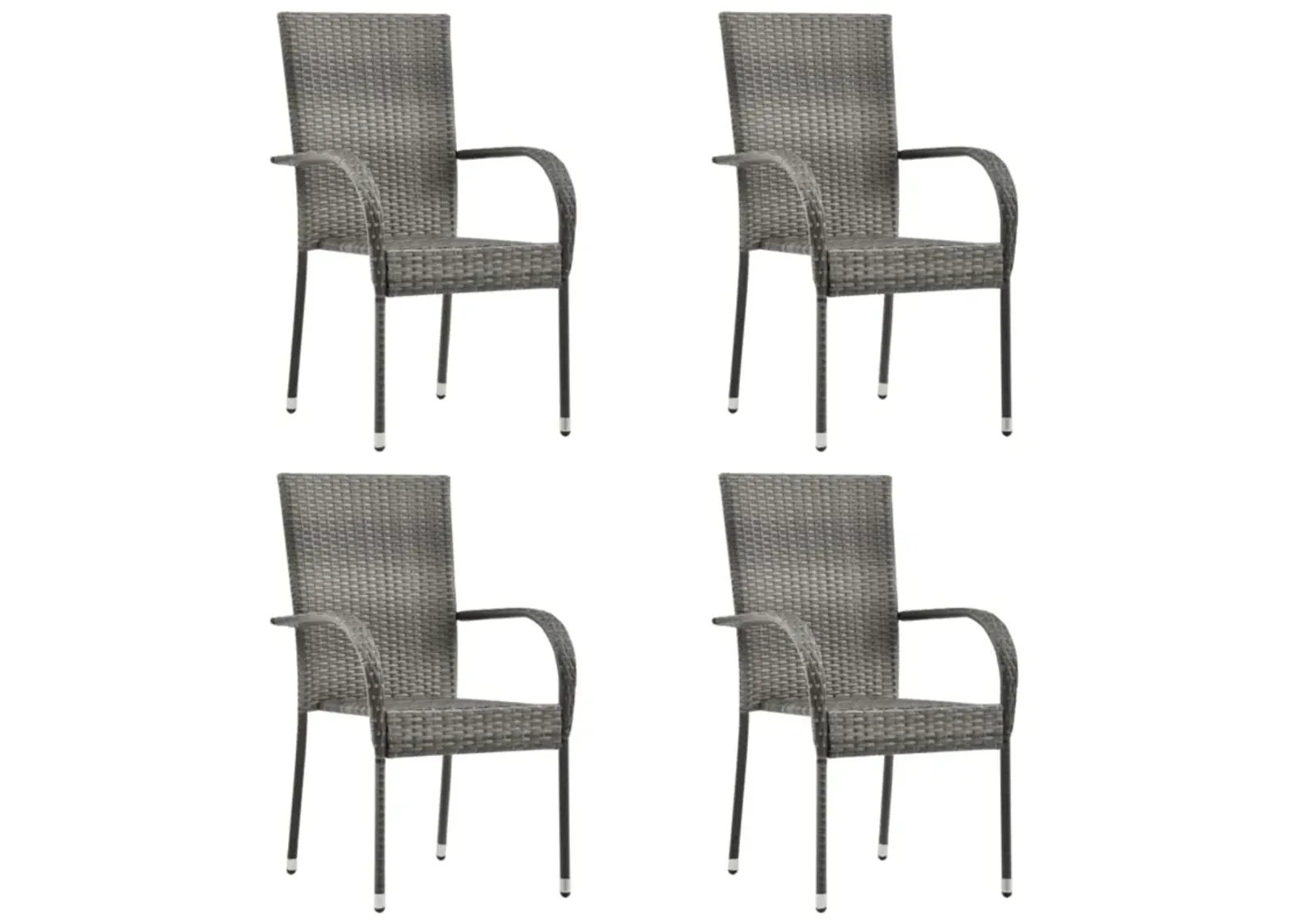 vidaXL Stackable Outdoor Chairs 4 pcs Gray Poly Rattan