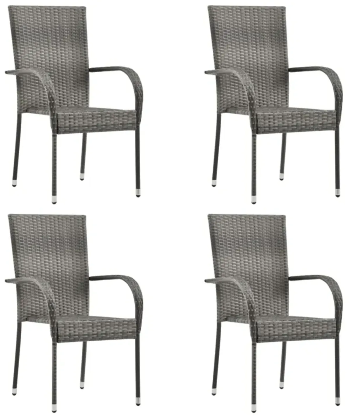 vidaXL Stackable Outdoor Chairs 4 pcs Gray Poly Rattan