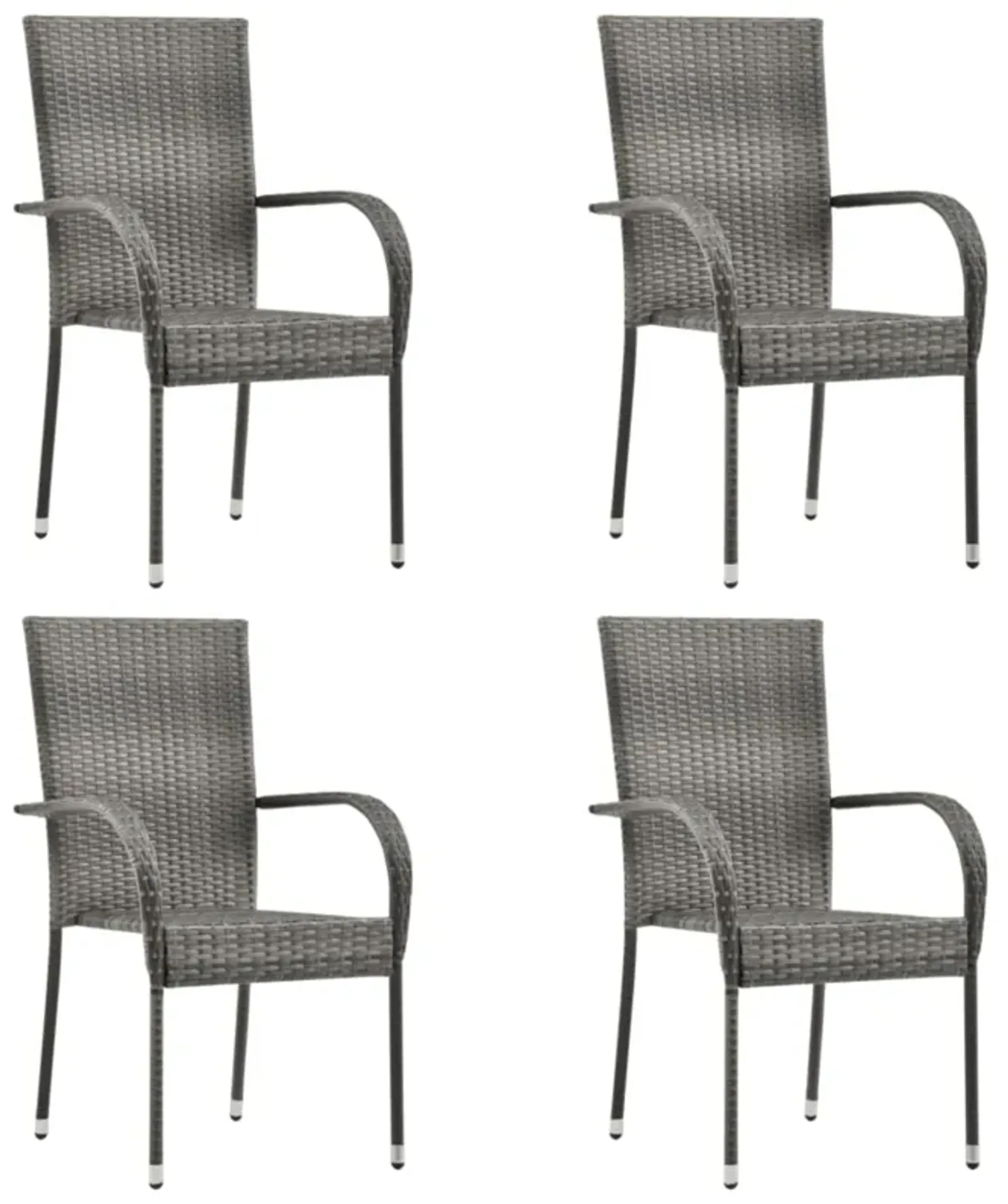 vidaXL Stackable Outdoor Chairs 4 pcs Gray Poly Rattan