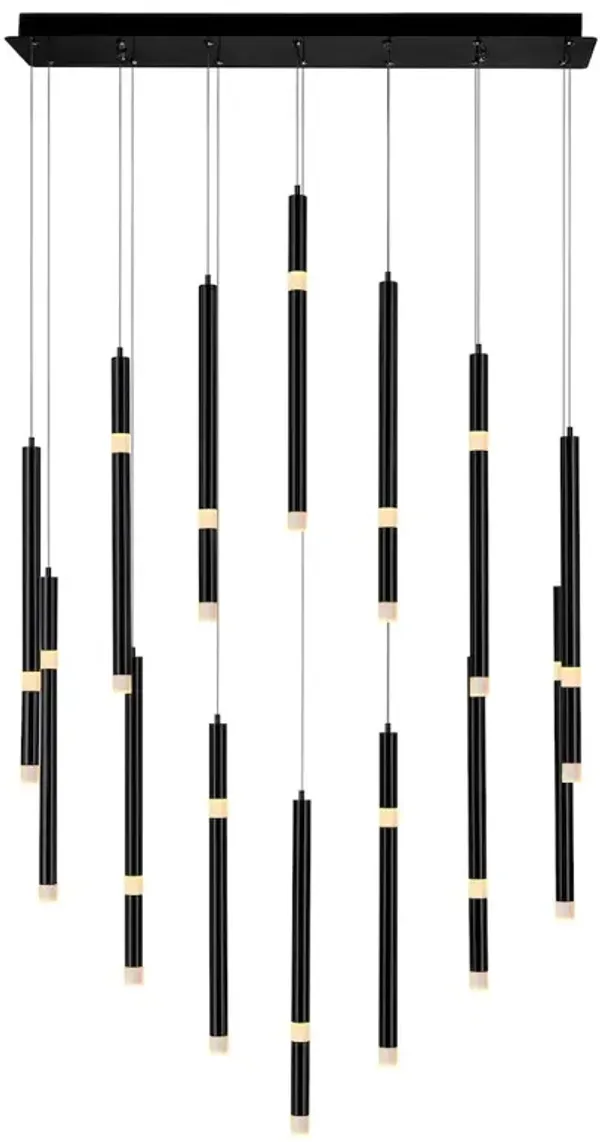 CWI Lighting Flute 14 Light LED Chandelier With Black Finish