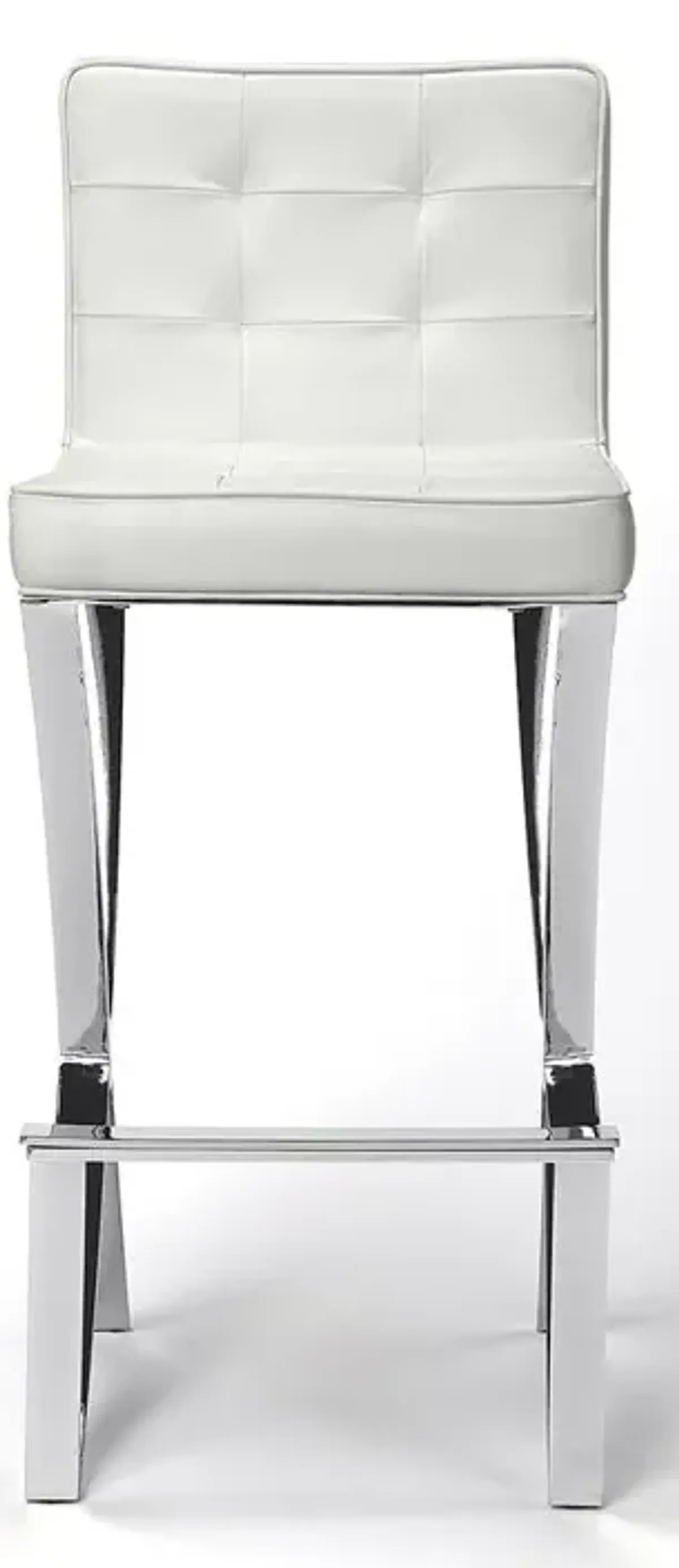 Belen Kox Glamorous White Faux Leather Bar Stool with Chrome Base, Belen Kox