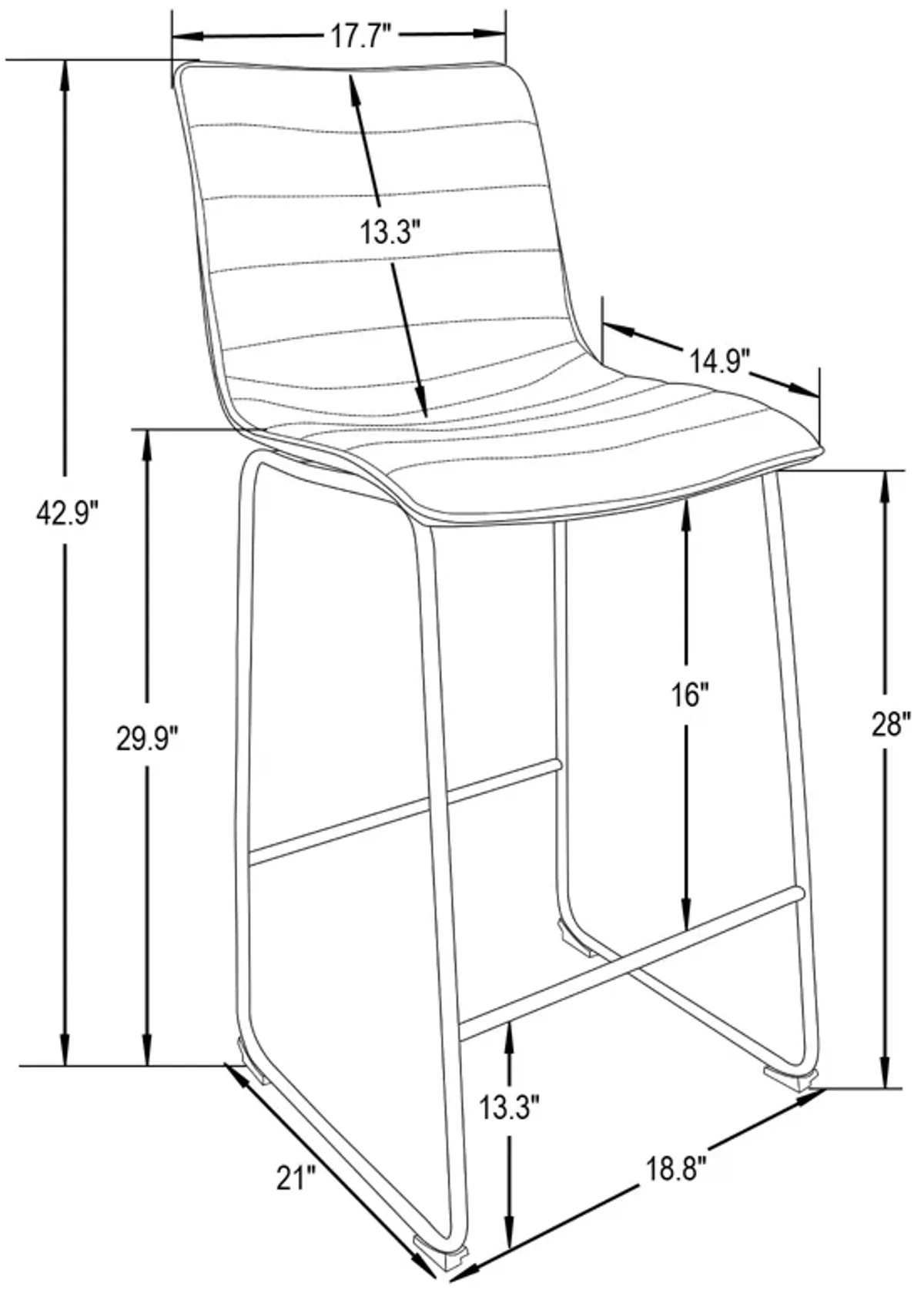 LeisureMod Brooklyn Modern Leather Bar Stool with Footrest in Light Brown