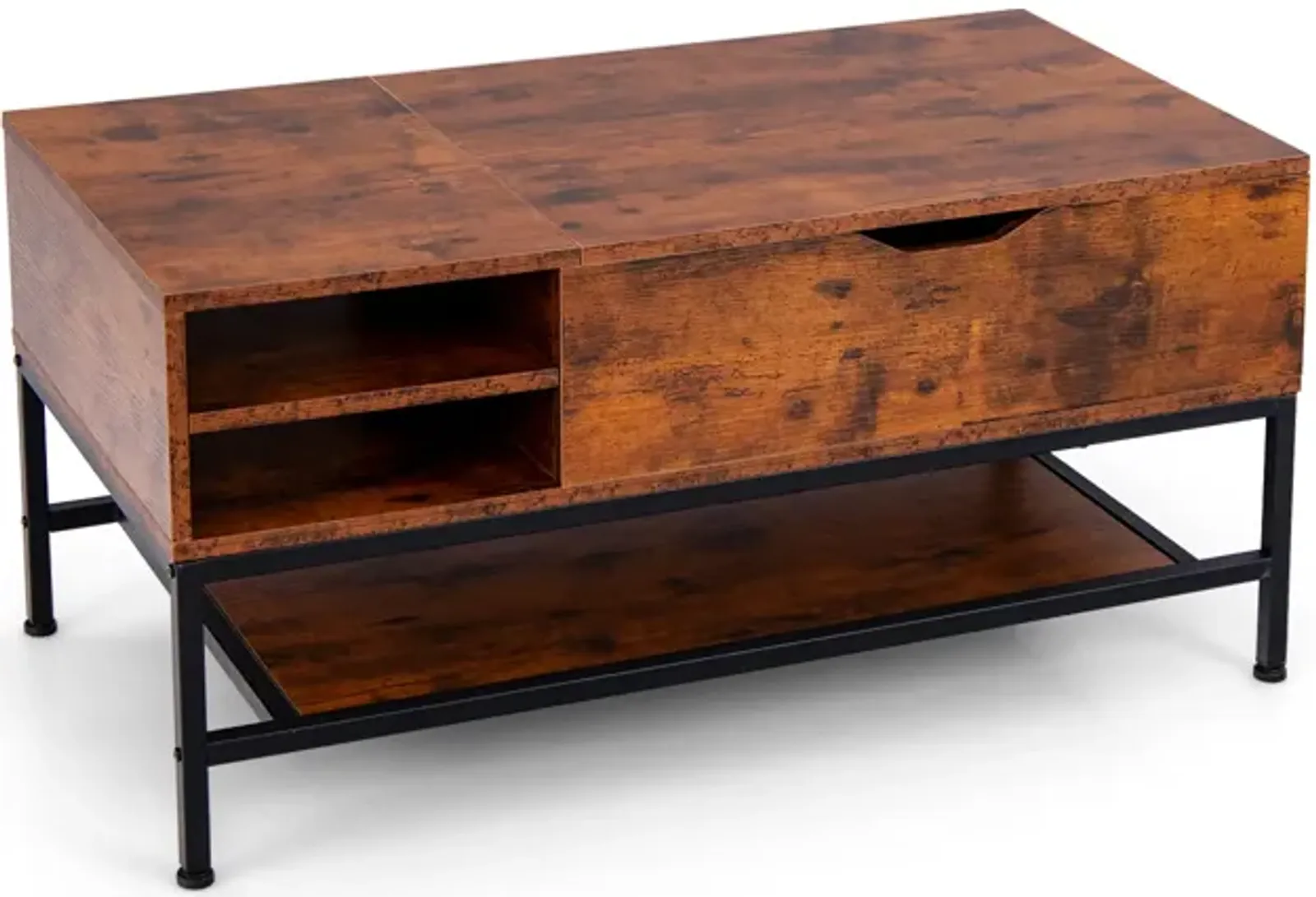 Lift Top Coffee Table with Hidden Compartment and Removable Storage Shelf