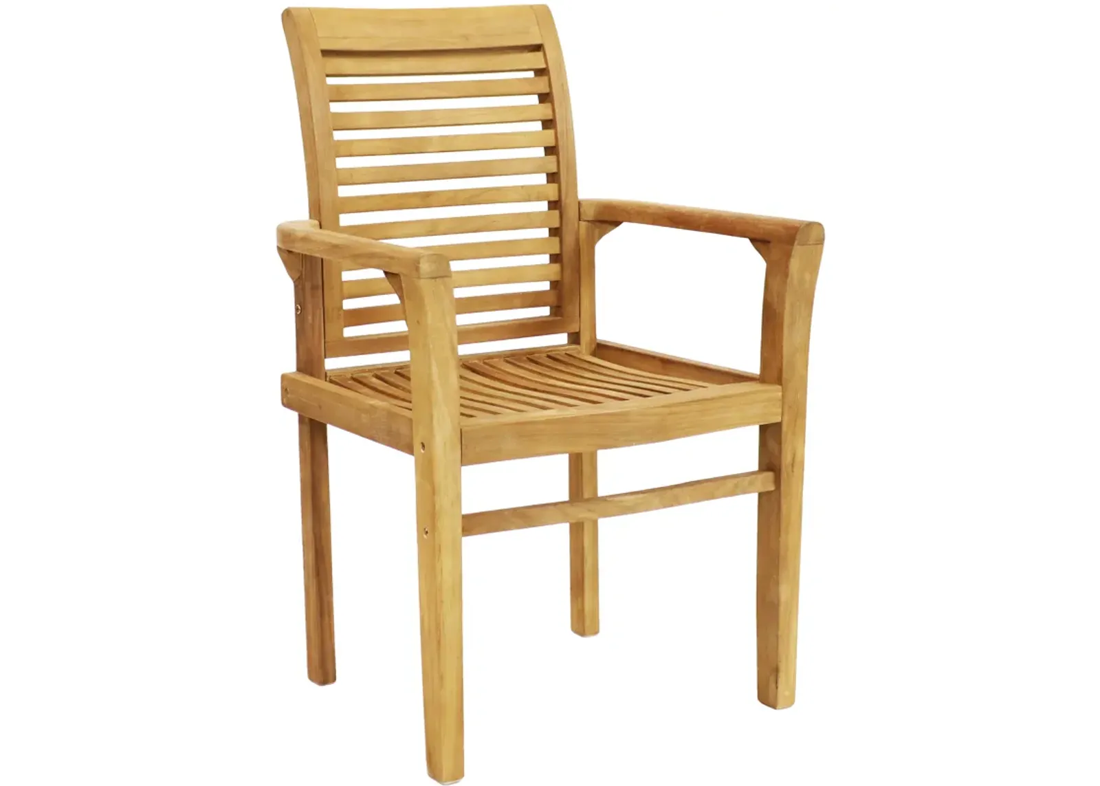 Sunnydaze Solid Teak Wood Patio Slat-Back Dining Armchair