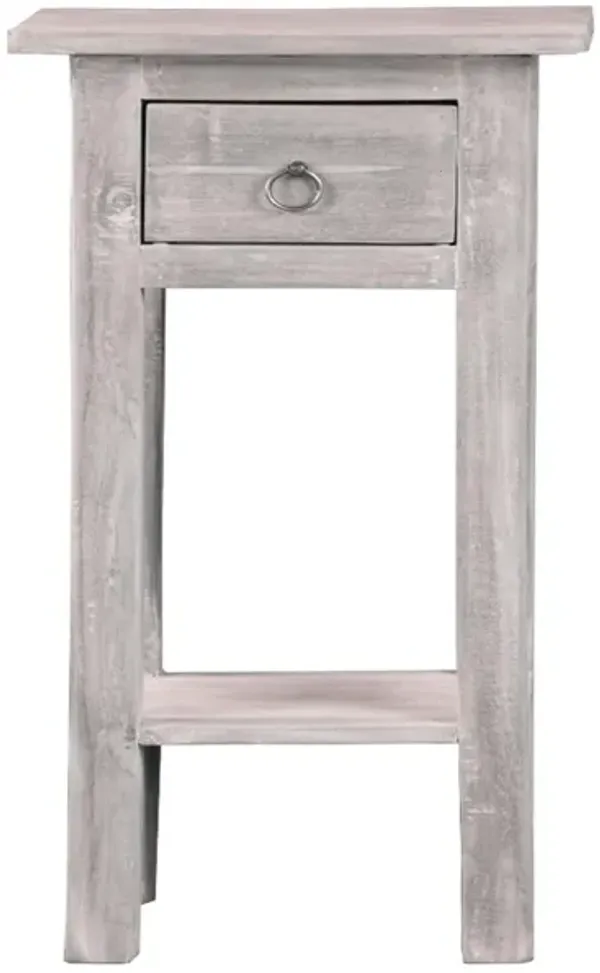 Shabby Chic Cottage 11.8 in. Square Solid Wood End Table with 1 Drawer
