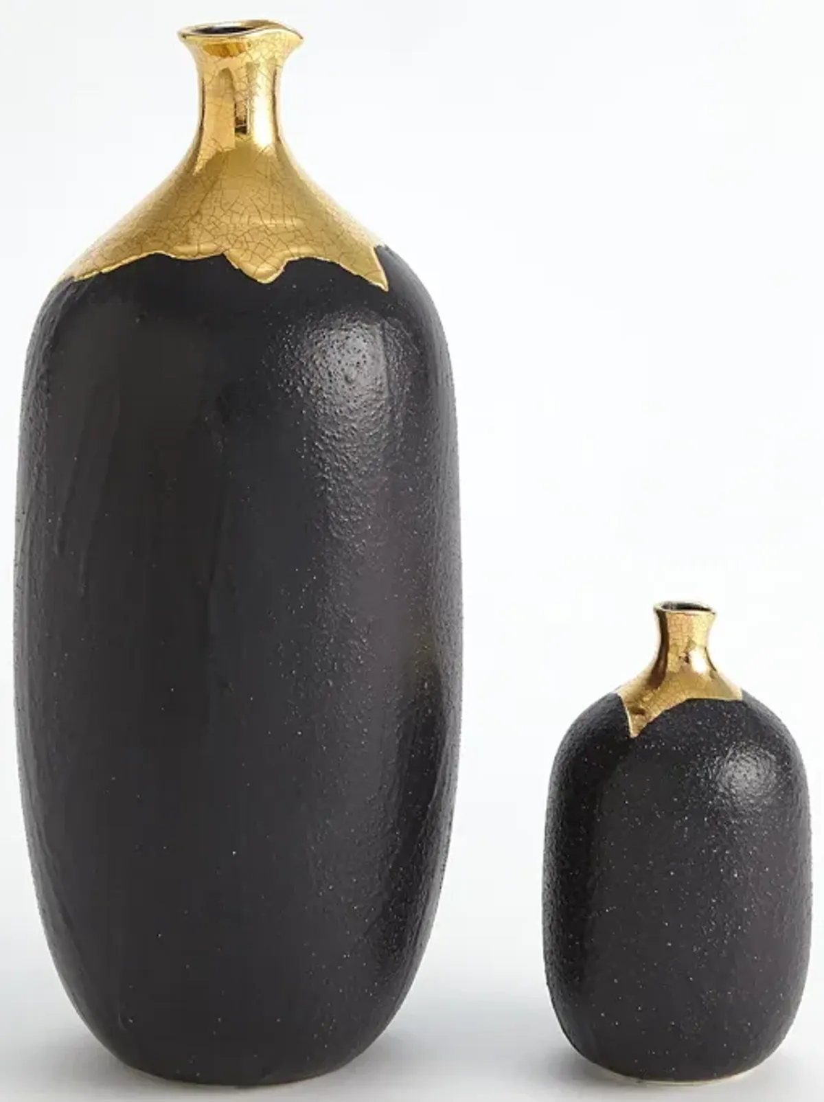 Dipped small Black Golden Crackle Vase