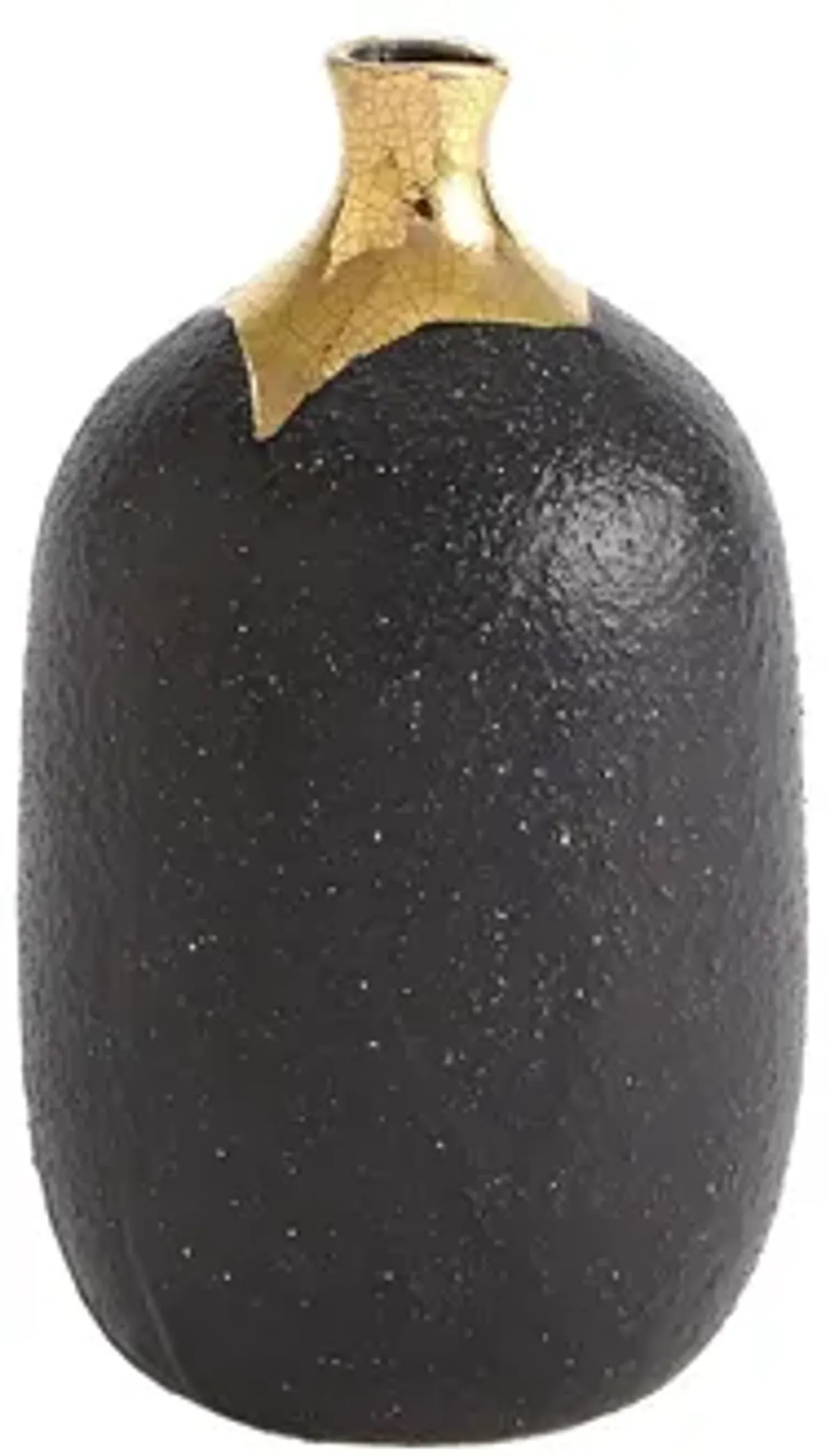 Dipped small Black Golden Crackle Vase