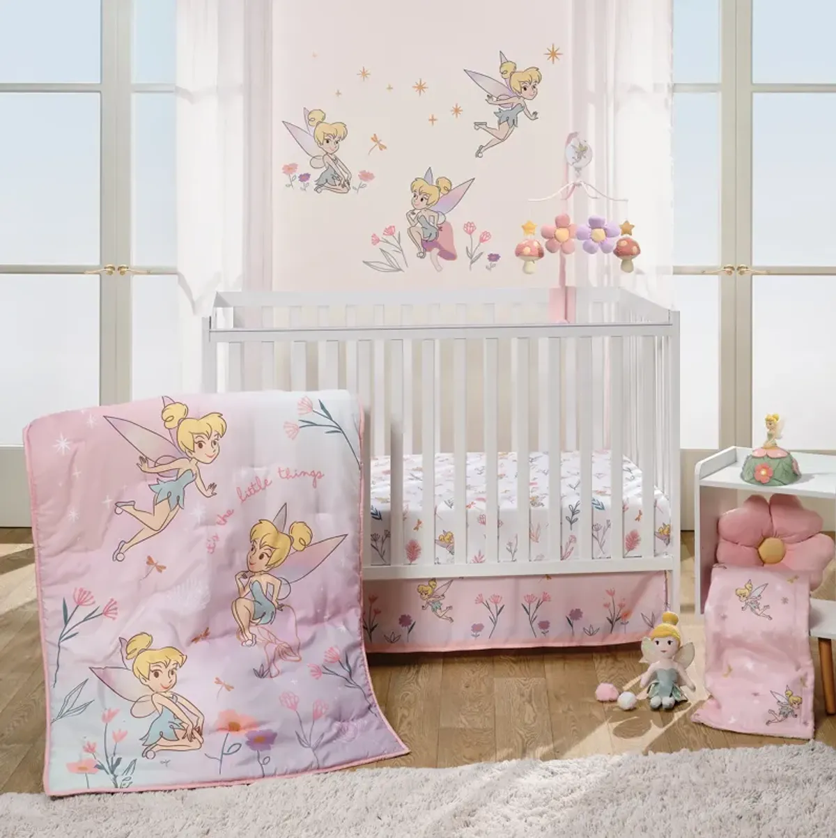 Bedtime Originals Tinker Bell 3-Piece Crib Bedding Set - Pink, Purple, White