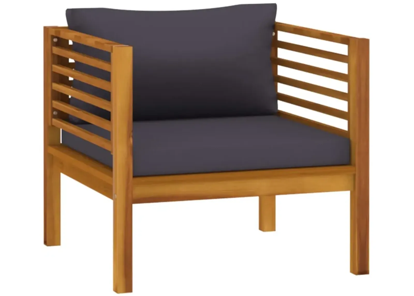 vidaXL Patio Chair with Dark Gray Cushions Solid Acacia Wood