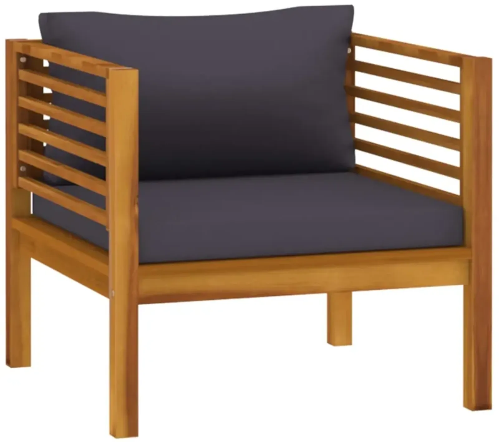 vidaXL Patio Chair with Dark Gray Cushions Solid Acacia Wood