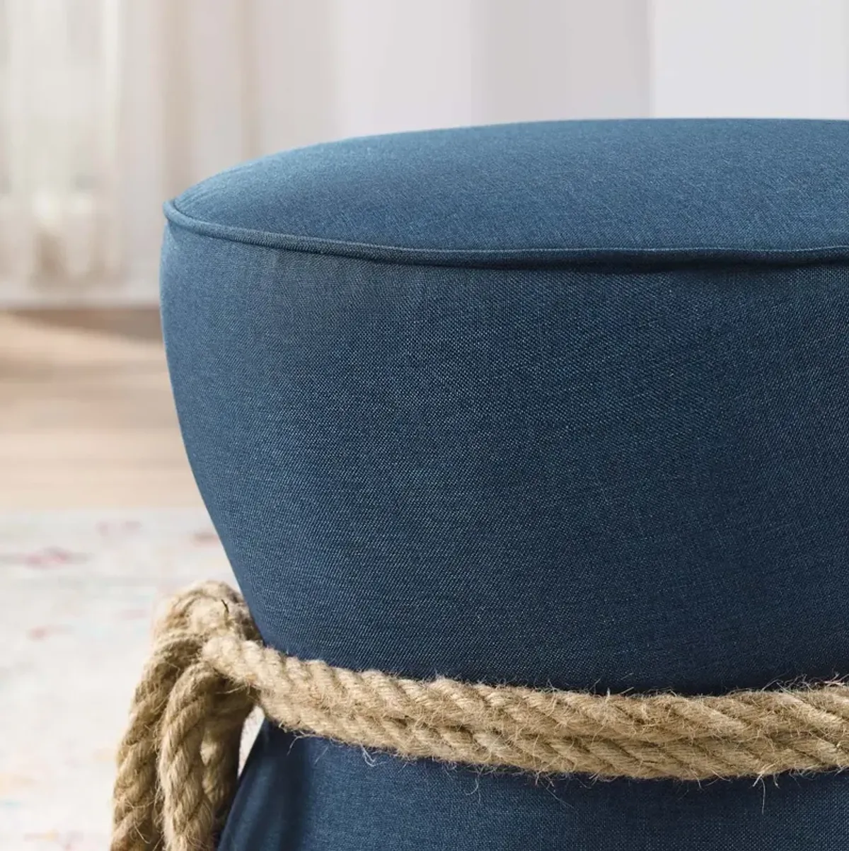 Beat Nautical Rope Upholstered Fabric Ottoman