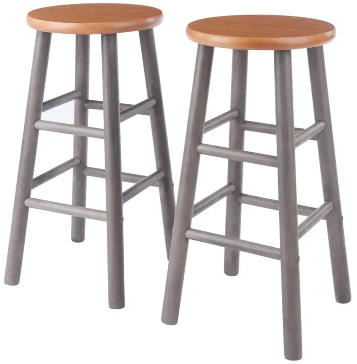 Huxton 2-Pc Counter Stools, 24", Gray & Teak