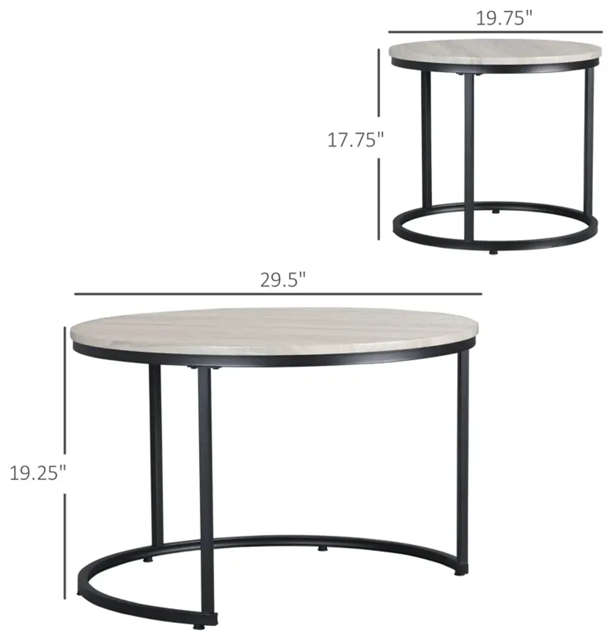 Grey Living Room Tables: Set of 2 Round Nesting Coffee Tables