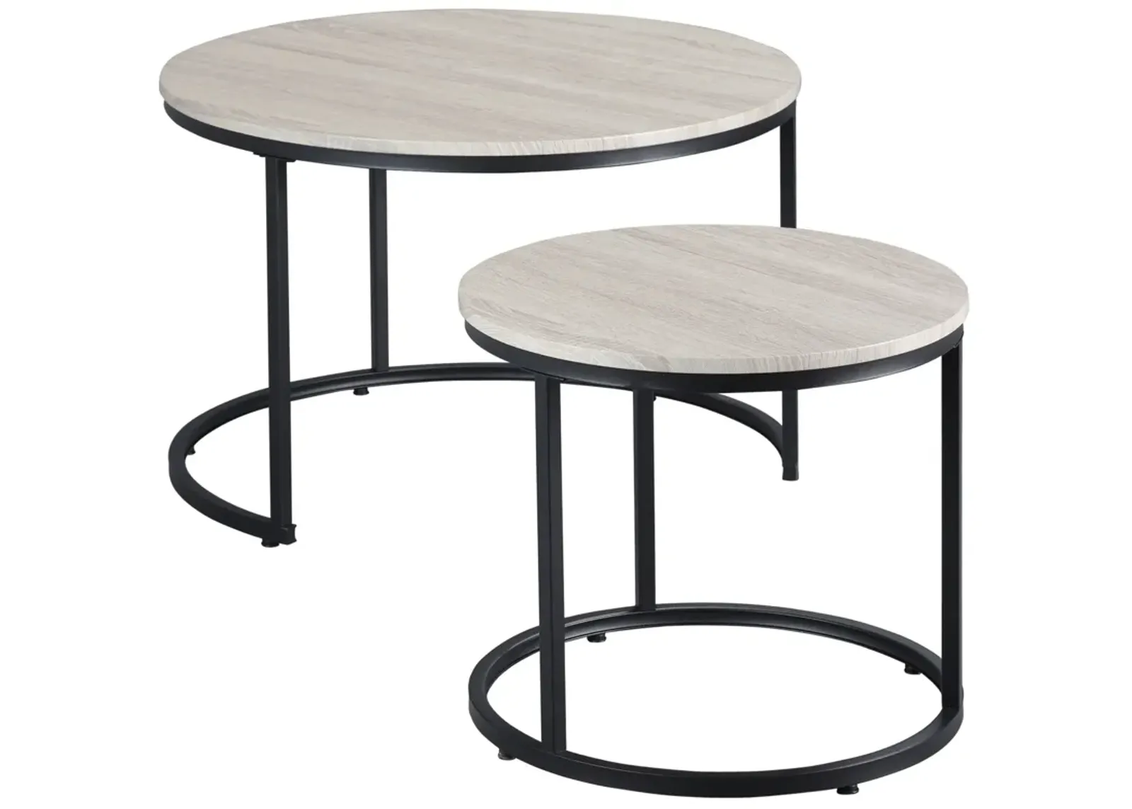 Grey Living Room Tables: Set of 2 Round Nesting Coffee Tables