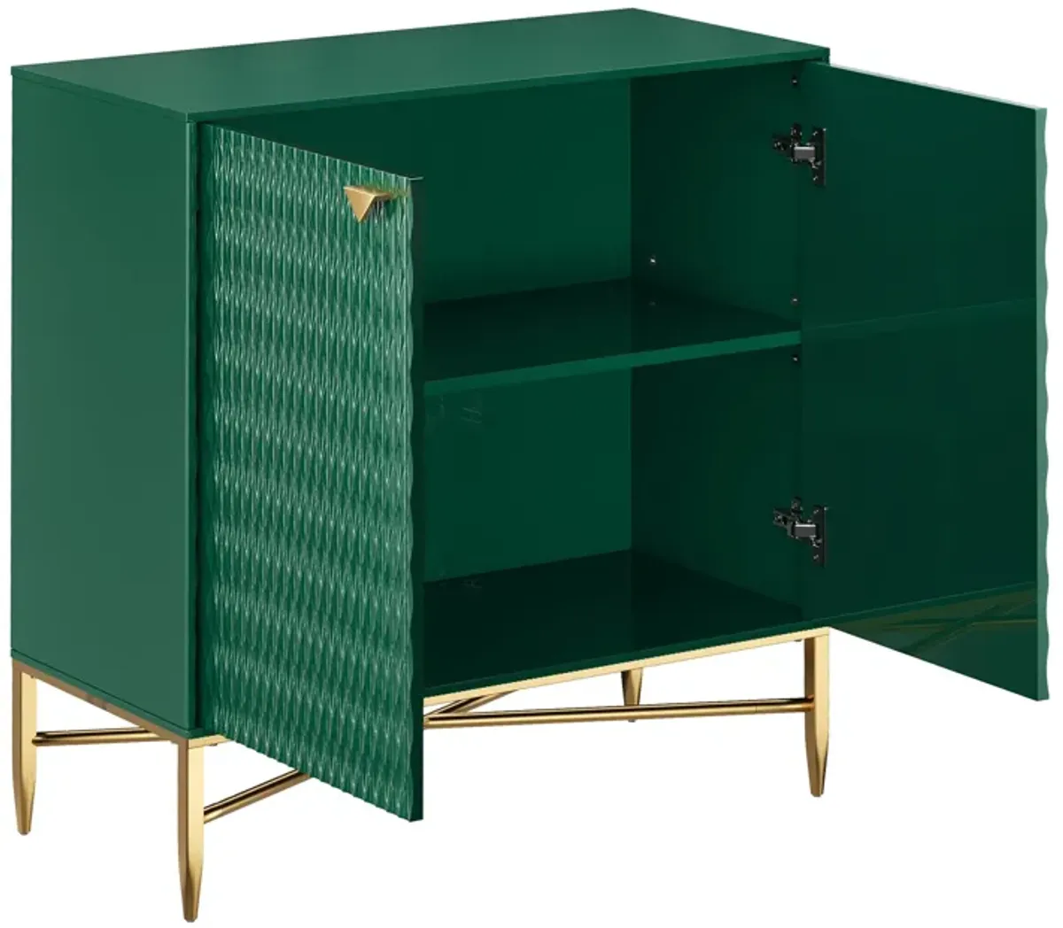 32.8 in. H 2 Door Green Locker Accent Storage Cabinet with X-Shaped Hardware Stand