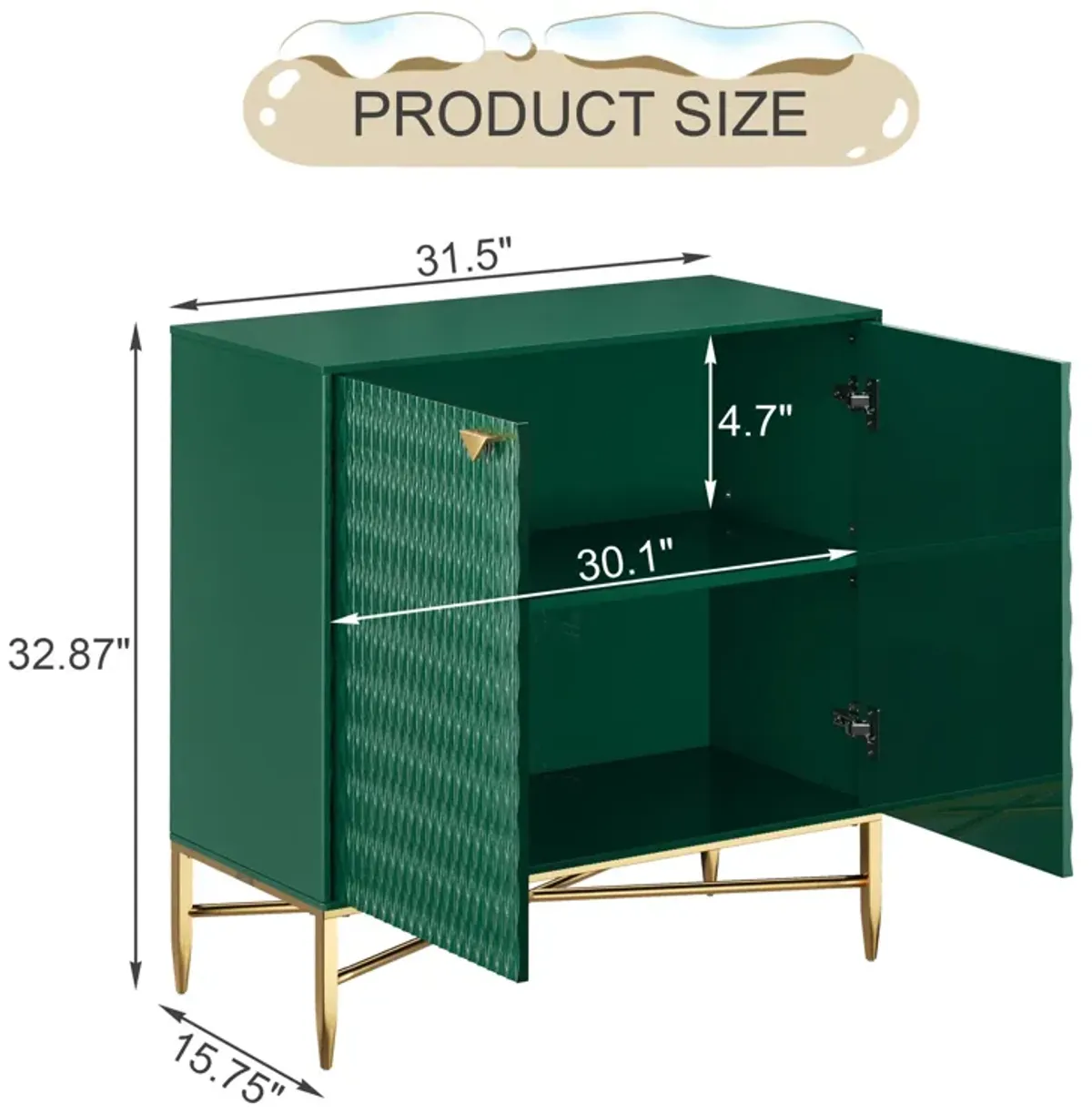 32.8 in. H 2 Door Green Locker Accent Storage Cabinet with X-Shaped Hardware Stand