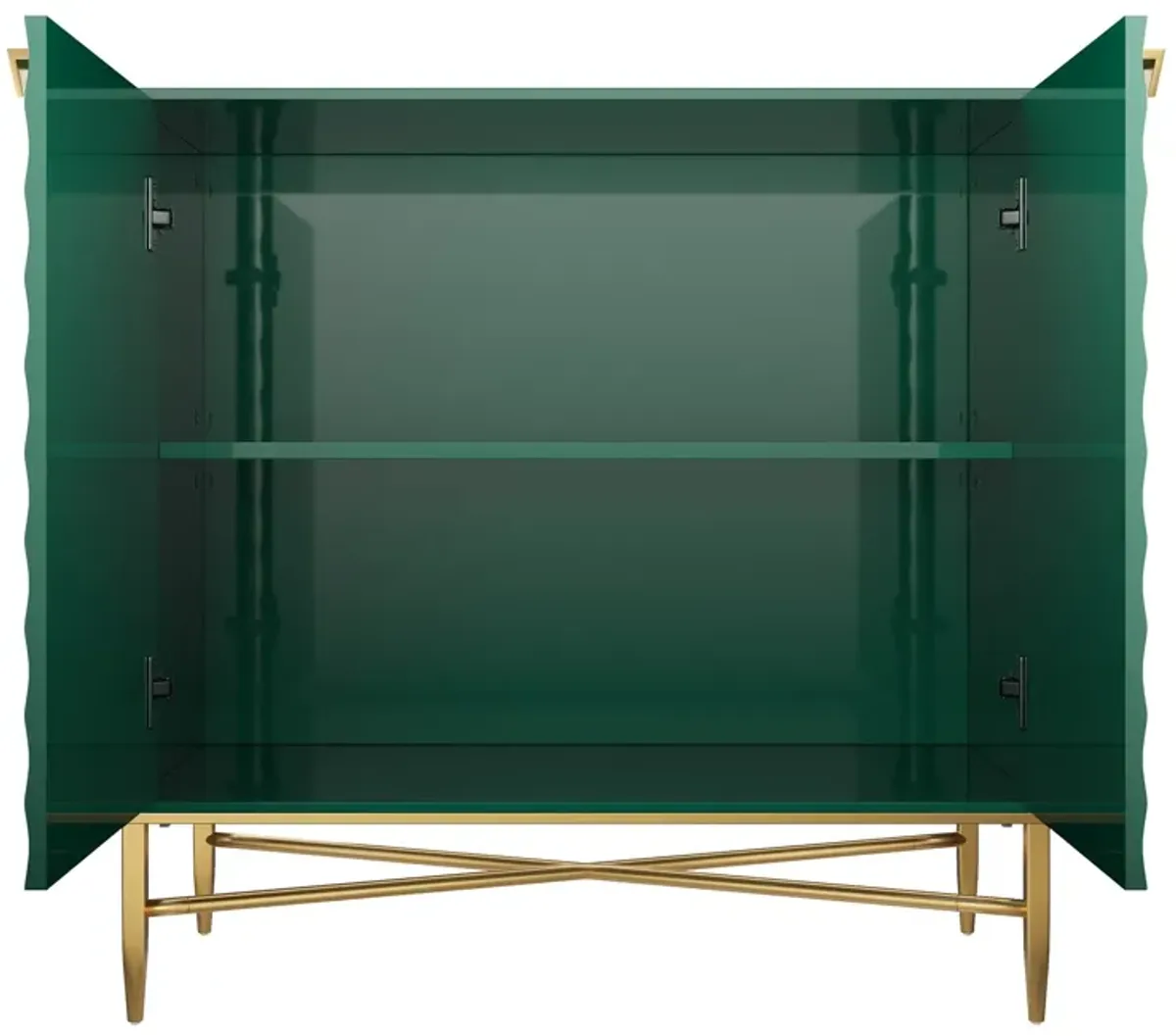 32.8 in. H 2 Door Green Locker Accent Storage Cabinet with X-Shaped Hardware Stand