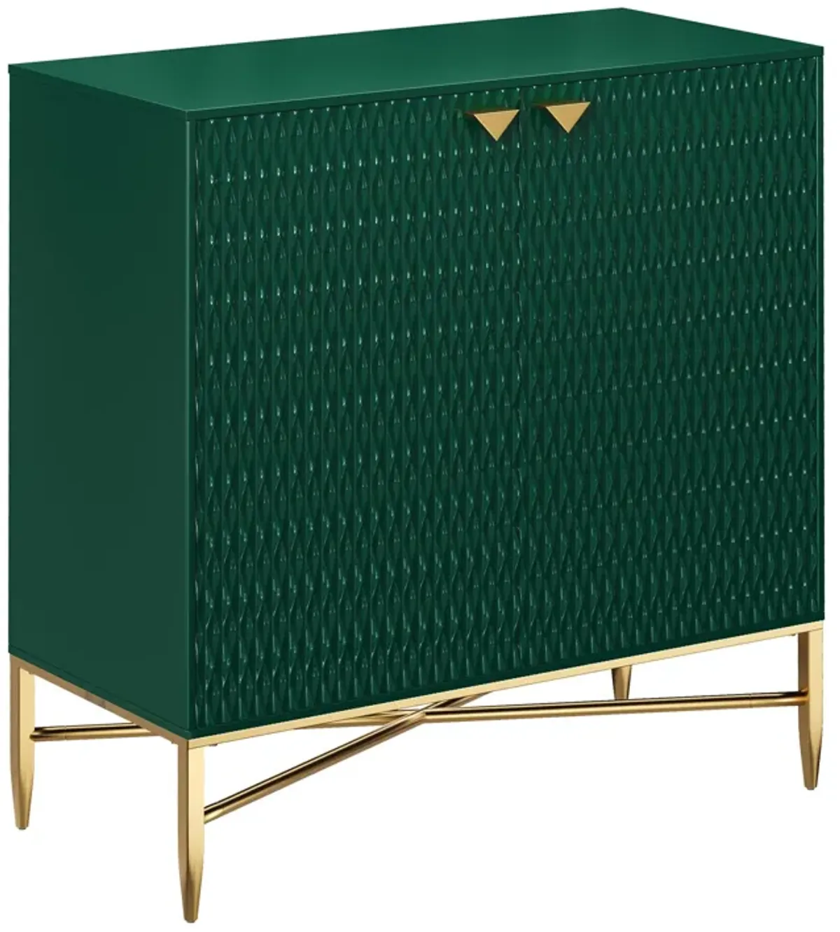 32.8 in. H 2 Door Green Locker Accent Storage Cabinet with X-Shaped Hardware Stand