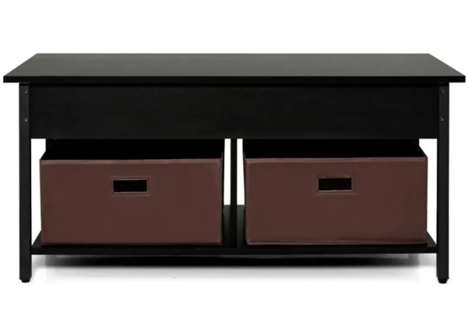 Hivvago FarmHouse Black Lift-Top Multi Purpose Coffee Table with 2 Storage Drawers Bins