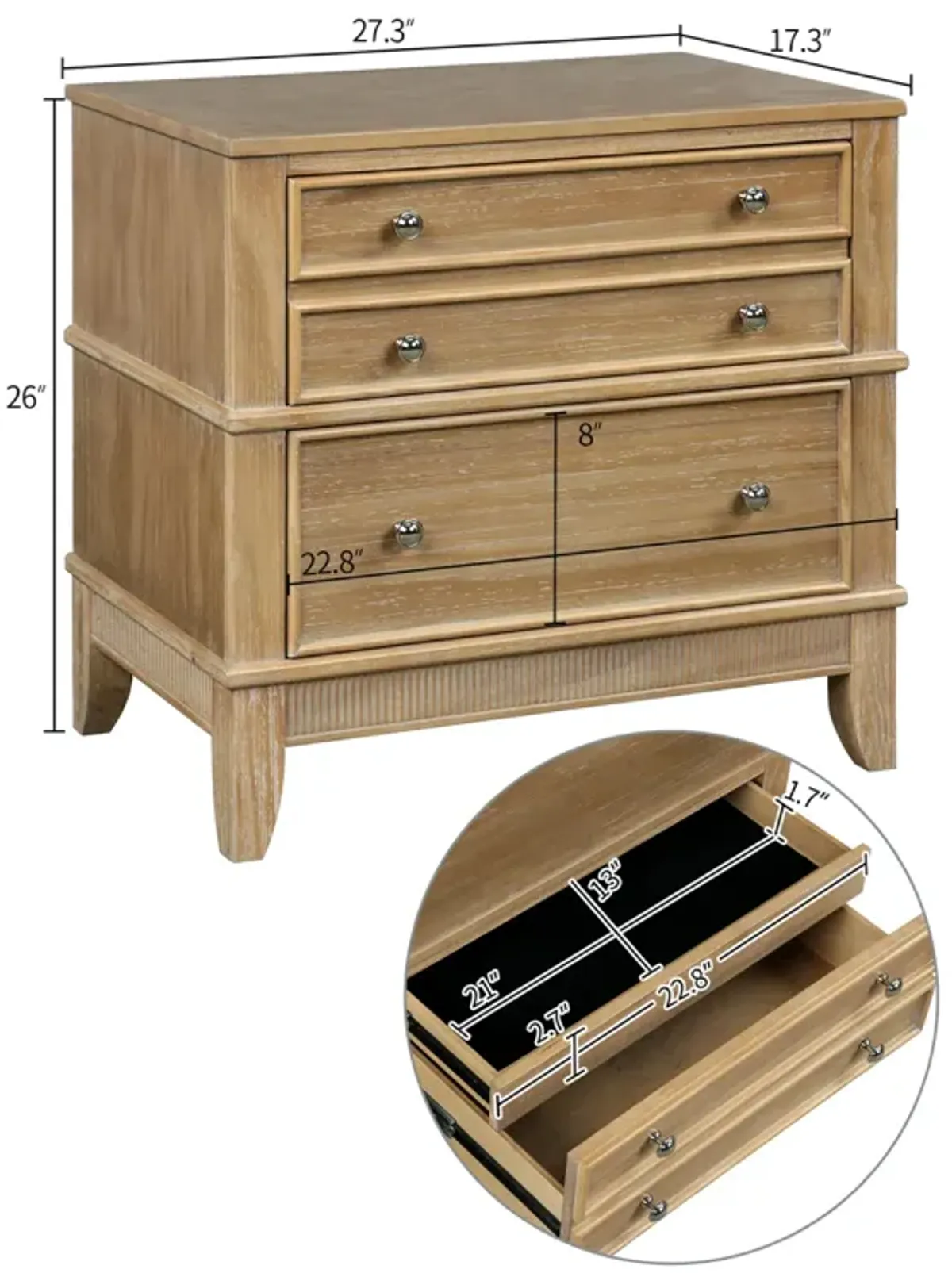 Hazel 3-Drawer Nightstand