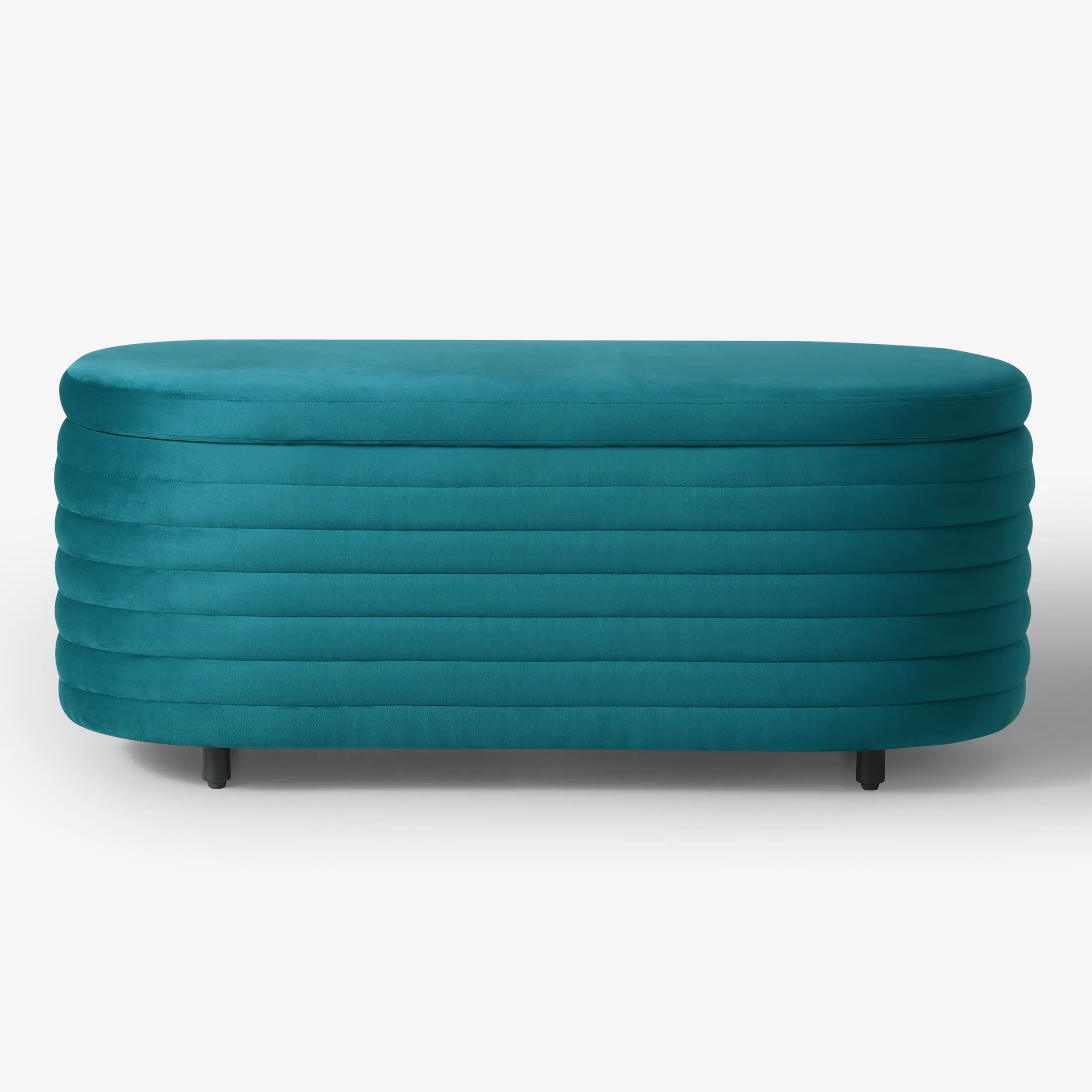 WestinTrends 42" Wide Mid-Century Modern Upholstered Velvet Tufted Oval Storage Ottoman Bench