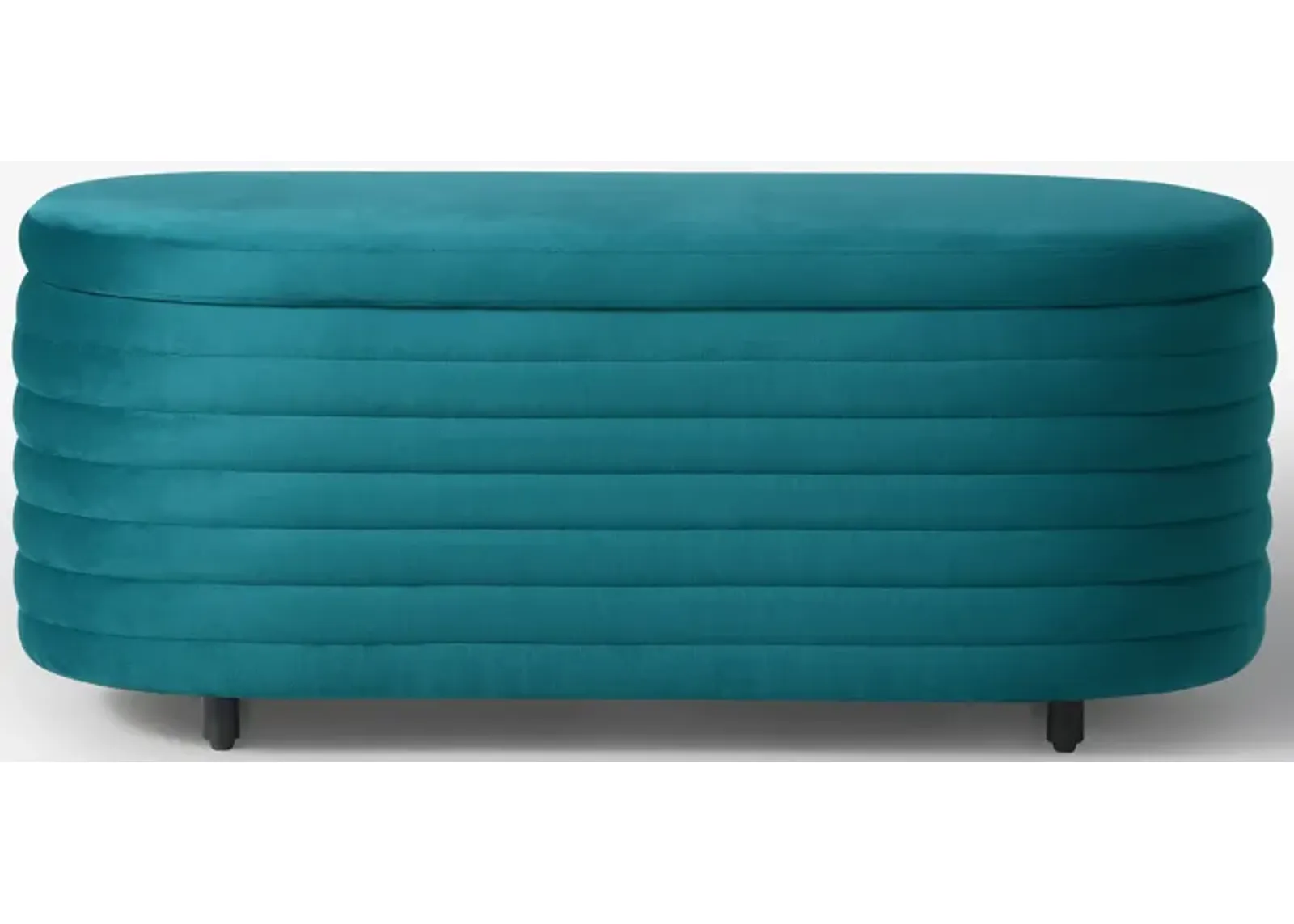 WestinTrends 42" Wide Mid-Century Modern Upholstered Velvet Tufted Oval Storage Ottoman Bench