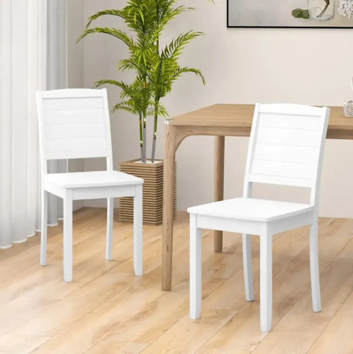 Hivvago Wood Dining Chair Set of 2 Armless Kitchen Chairs with Rubber Wood Legs