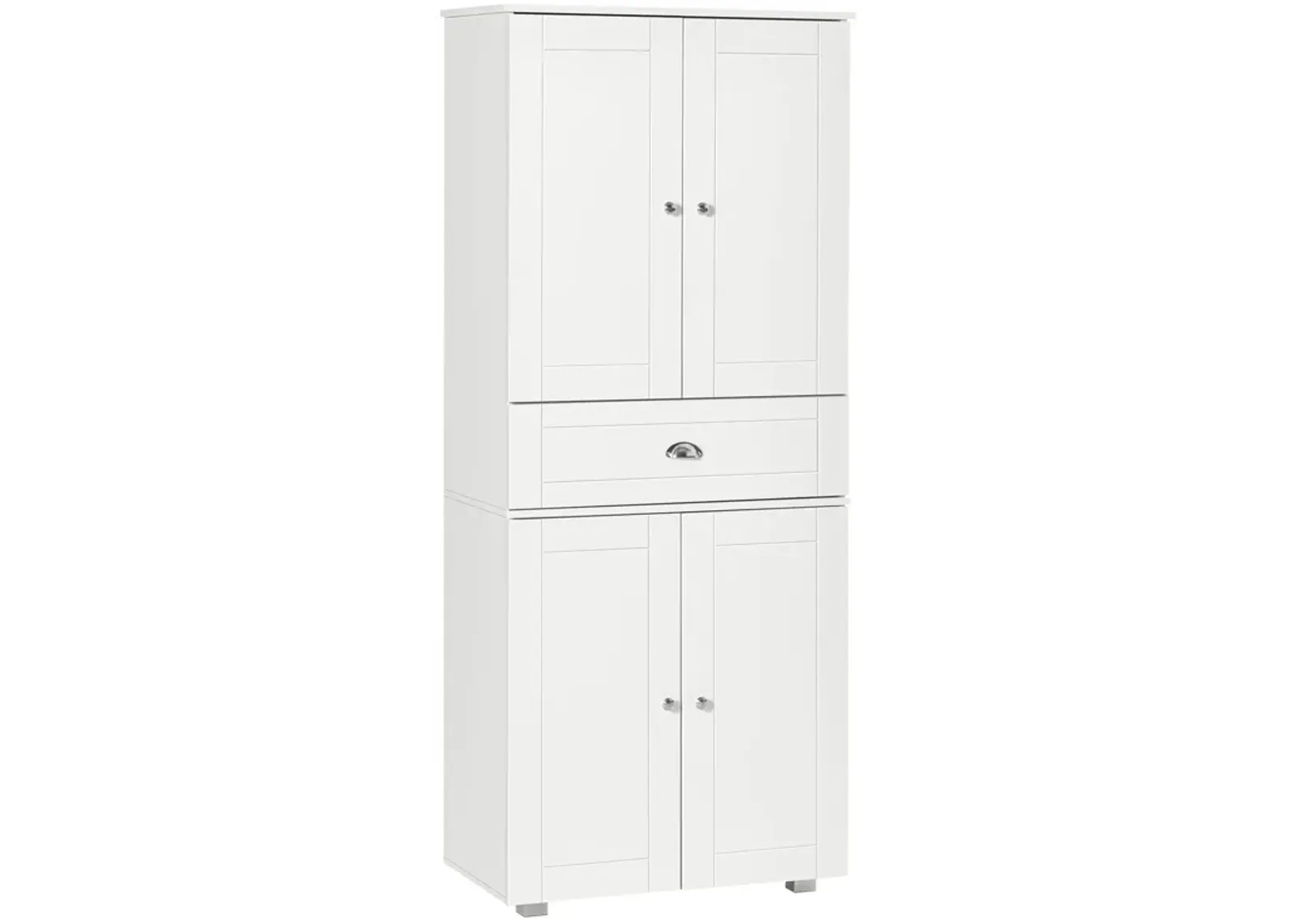 White Kitchen Tower: Tall Freestanding Pantry Cabinet with Double Doors