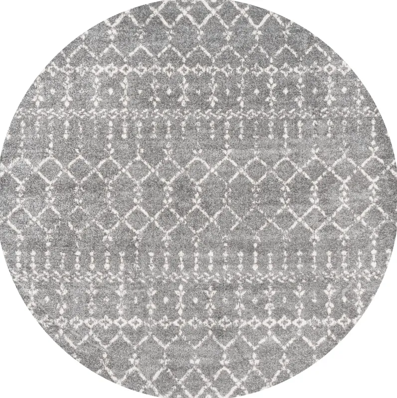 Moroccan HYPE Boho Vintage Diamond Black/Ivory 3' Round Area Rug