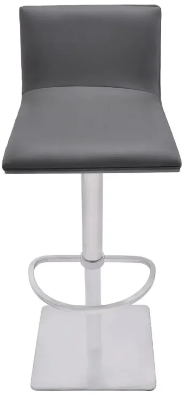 Hivvago 21 Inch Gray And Silver Iron Swivel Backless Adjustable Height Bar Chair