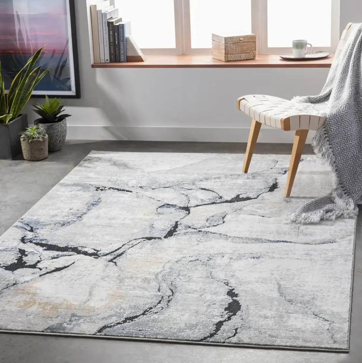 Jolie JLO-2316 6'7' Round Gray Rug