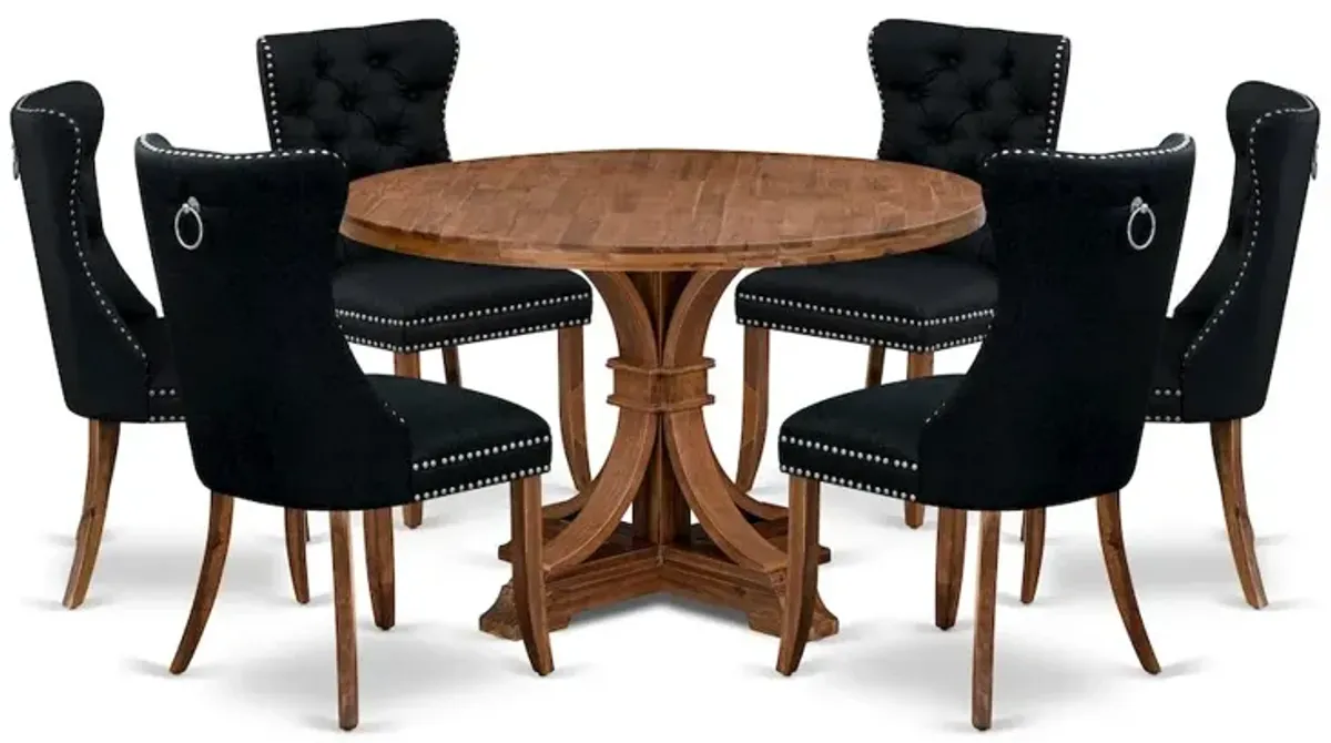 7-Piece Kitchen Dining Table Set In Black Color