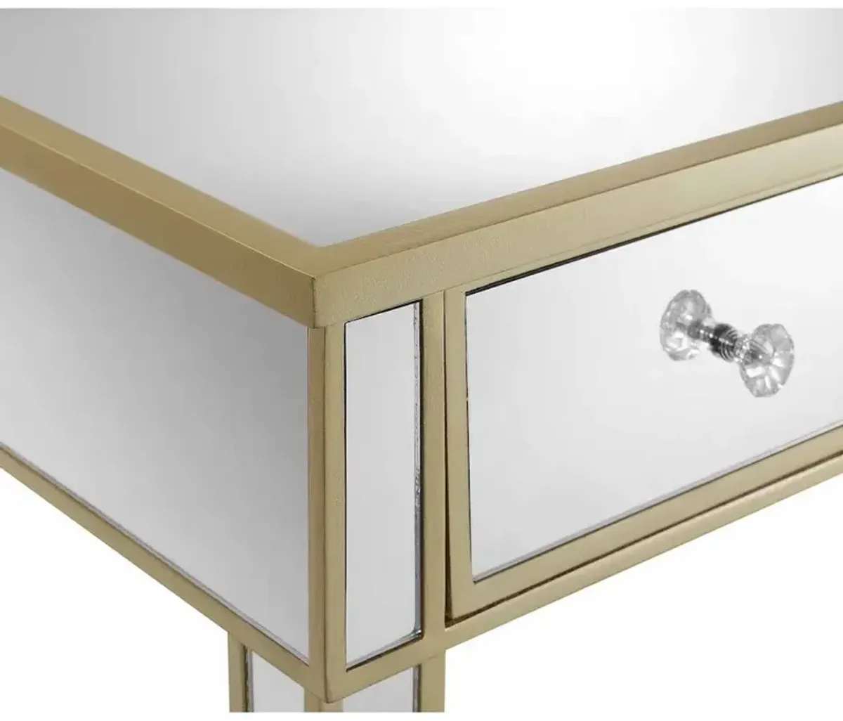 Convenience Concepts Gold Coast Mirrored 2 Drawer Desk/Console Table