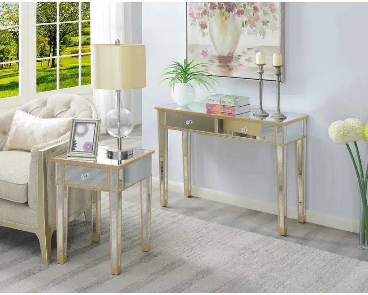 Convenience Concepts Gold Coast Mirrored 2 Drawer Desk/Console Table