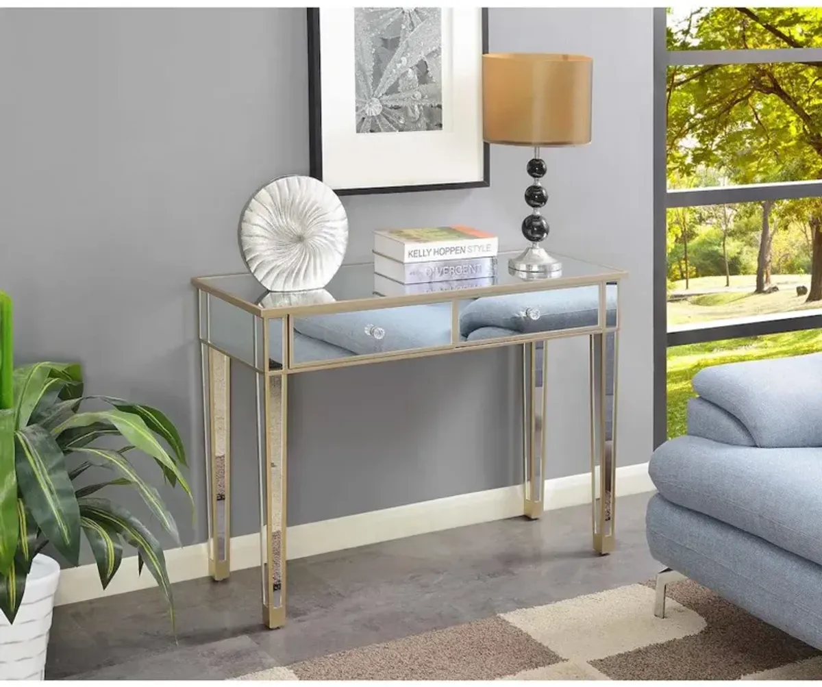 Convenience Concepts Gold Coast Mirrored 2 Drawer Desk/Console Table