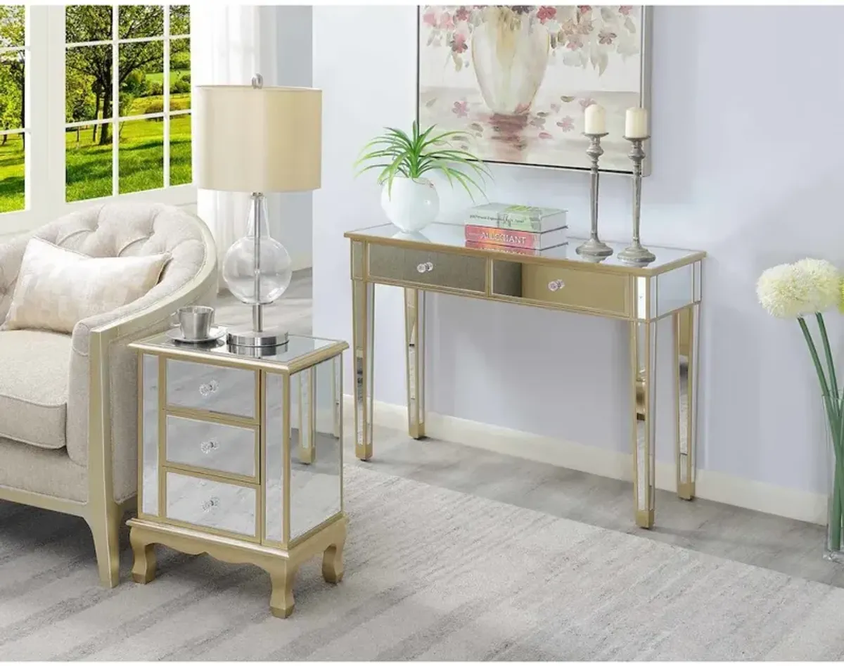 Convenience Concepts Gold Coast Mirrored 2 Drawer Desk/Console Table