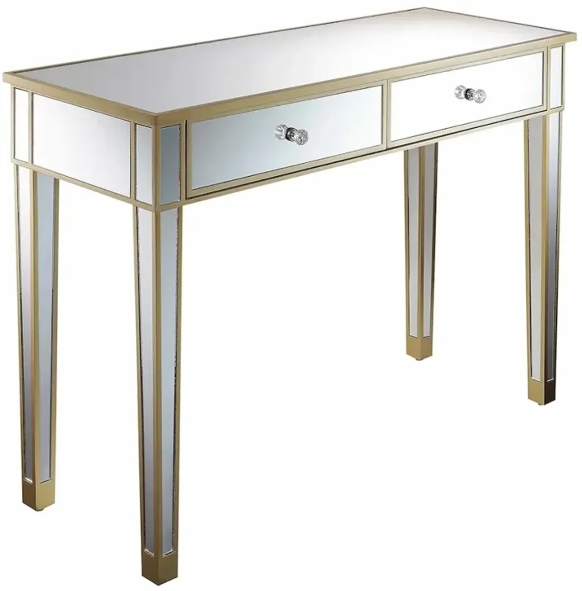 Convenience Concepts Gold Coast Mirrored 2 Drawer Desk/Console Table