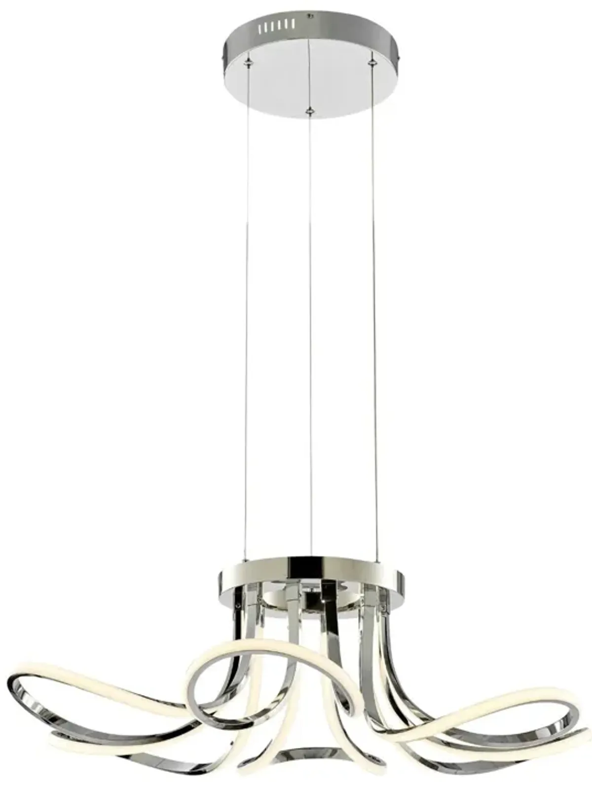 6 Petal Flower Chandelier Chrome Metal Integrated LED Dimmable