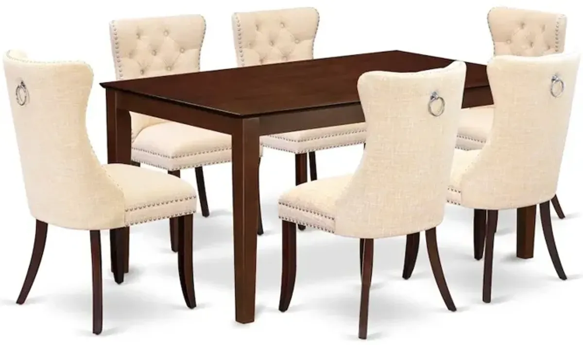 7 Piece Dining Room Furniture Set Consists of a Rectangle Solid Wood Table