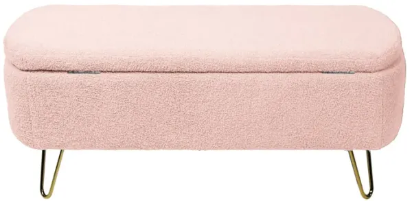 Mondawe Storage Entryway Ottoman Bench, Faux Fur Bench Upholstered Padded for End of Bed