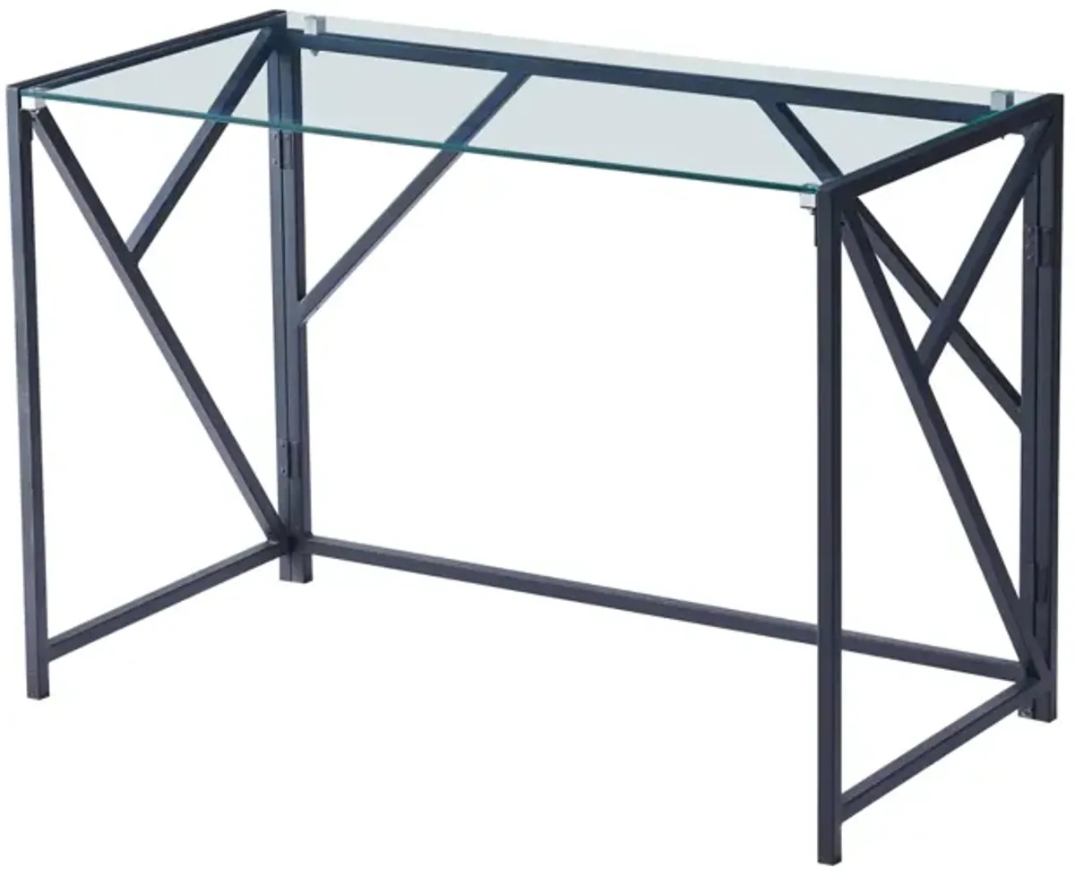 Tempered Clear Glass Computer Desk, Laptop Desk Transparent Glass Laptop Table, Small Study Desk