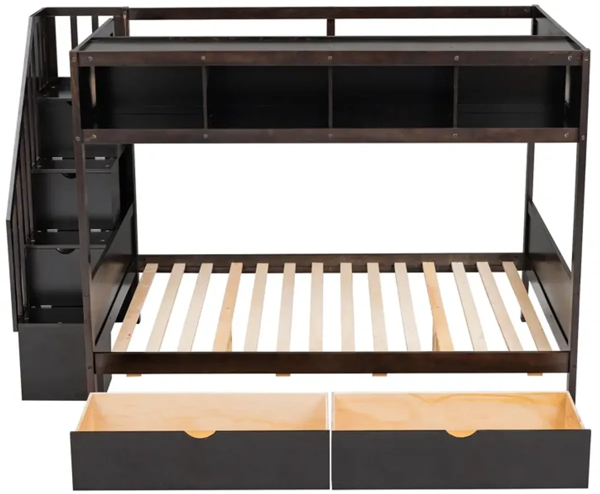 Merax Bunk Bed with Shelves  and Storage Staircase