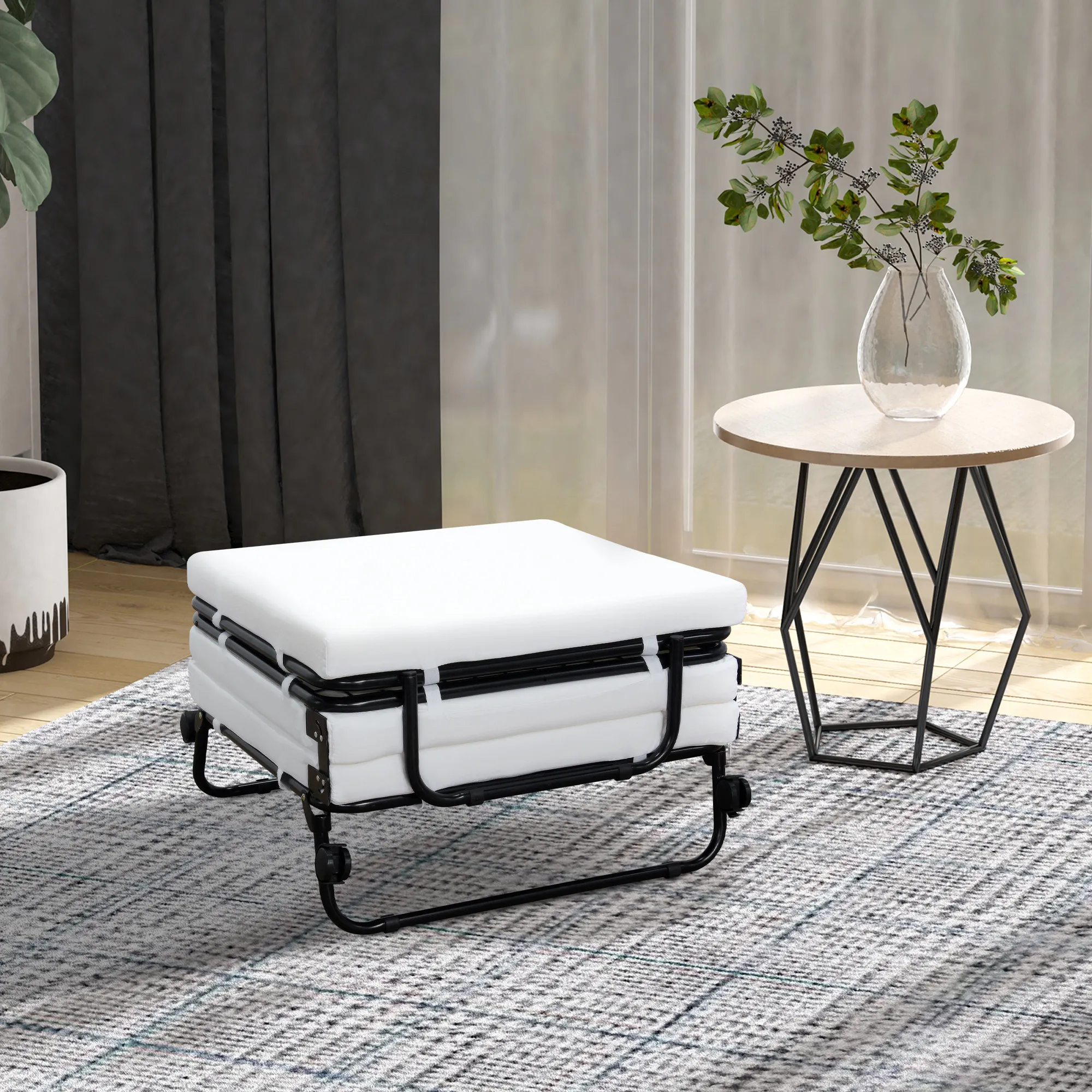 Modern Convertible Sofa Bed/Ottoman Couch Mattress Lounge Bed Sleeper w/Casters