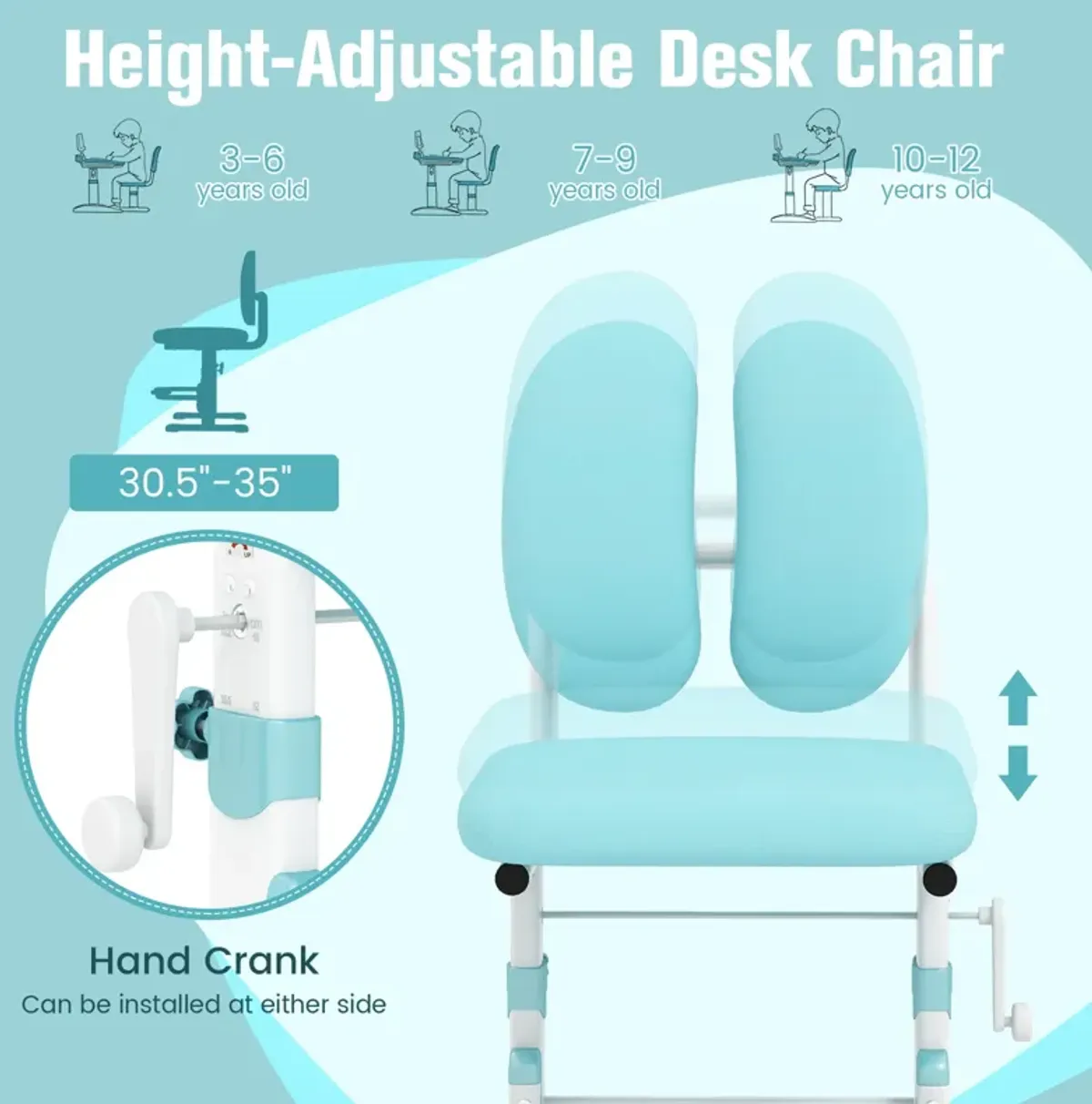 Ergonomic Height-Adjustable Kids Study Chair with Double Back Support for Comfort and Posture