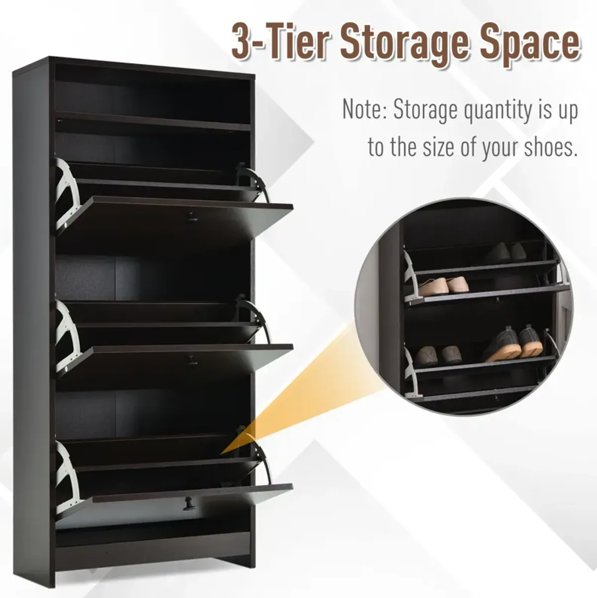 Trendy Shoe Storage Furniture with Large Fold-Out Spaces and Open Top Shelf