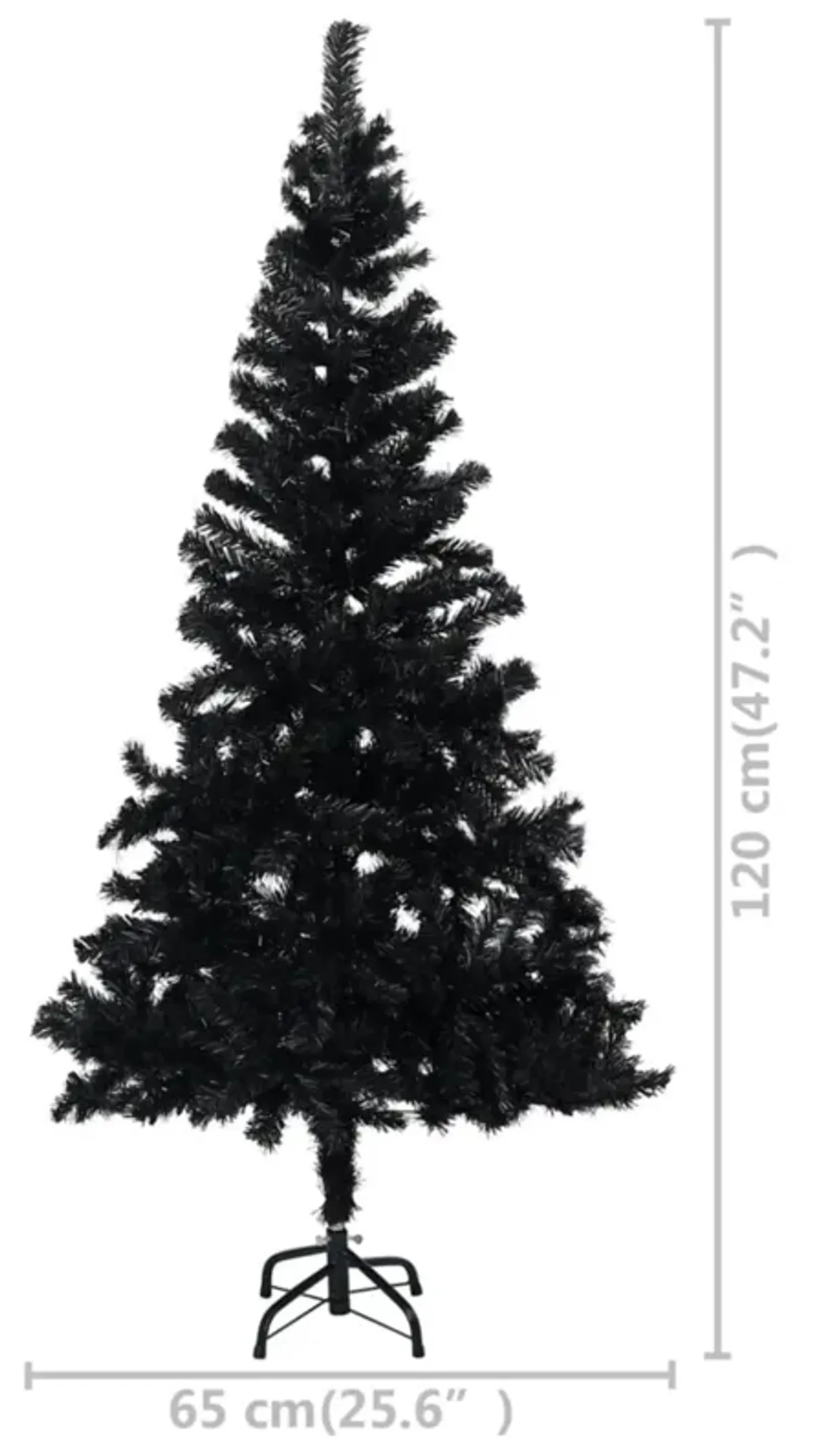 vidaXL Artificial Christmas Tree with Stand Black 47.2" PVC