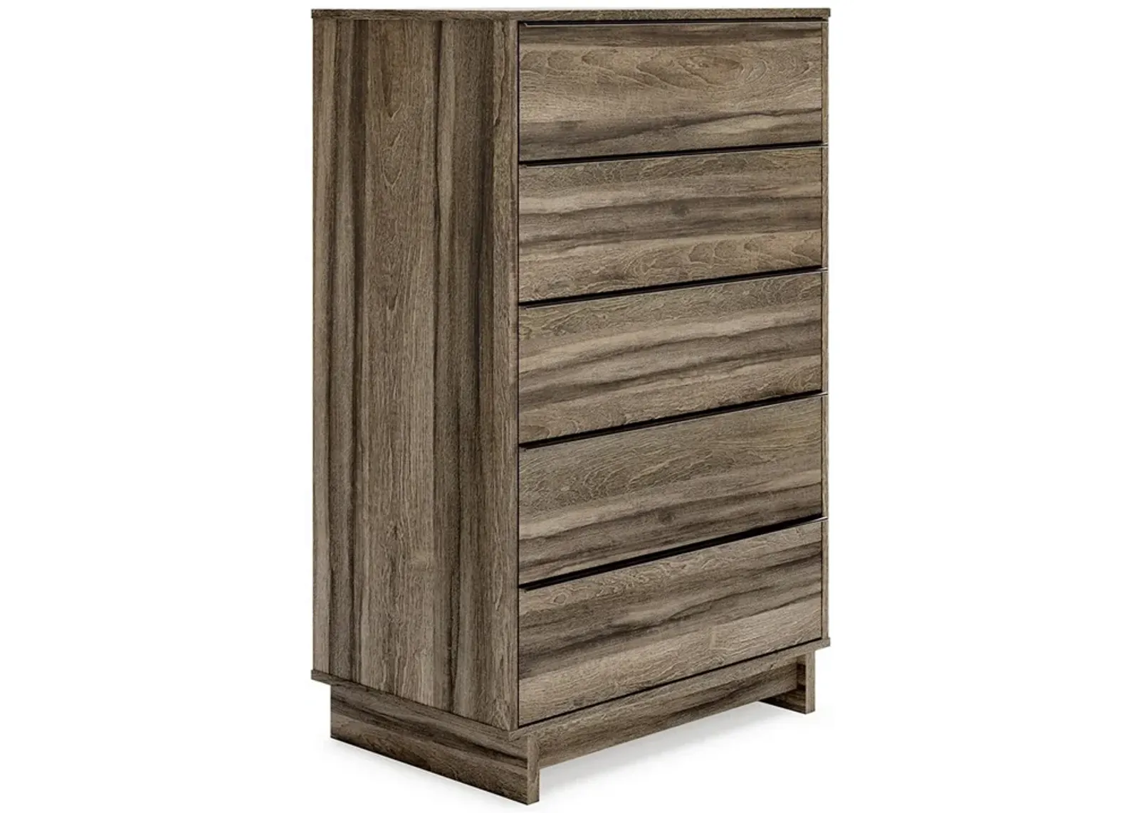 48 Inch Modern 5 Drawer Tall Dresser Chest, Rustic Weathered Brown Frame-Benzara