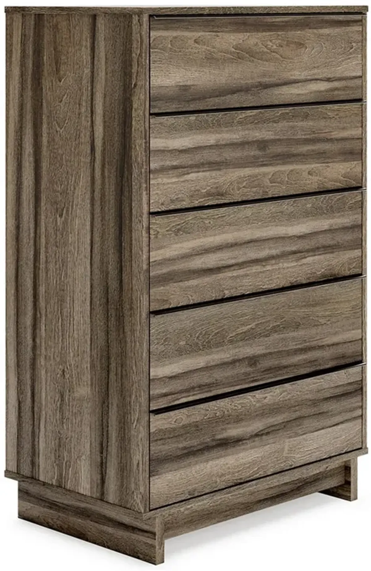 48 Inch Modern 5 Drawer Tall Dresser Chest, Rustic Weathered Brown Frame-Benzara