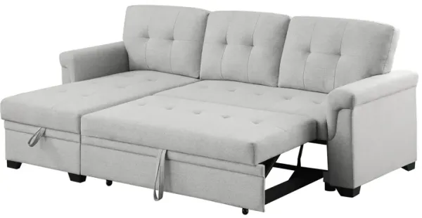 Destiny Light Gray Linen Reversible Sleeper Sectional Sofa With Storage Chaise