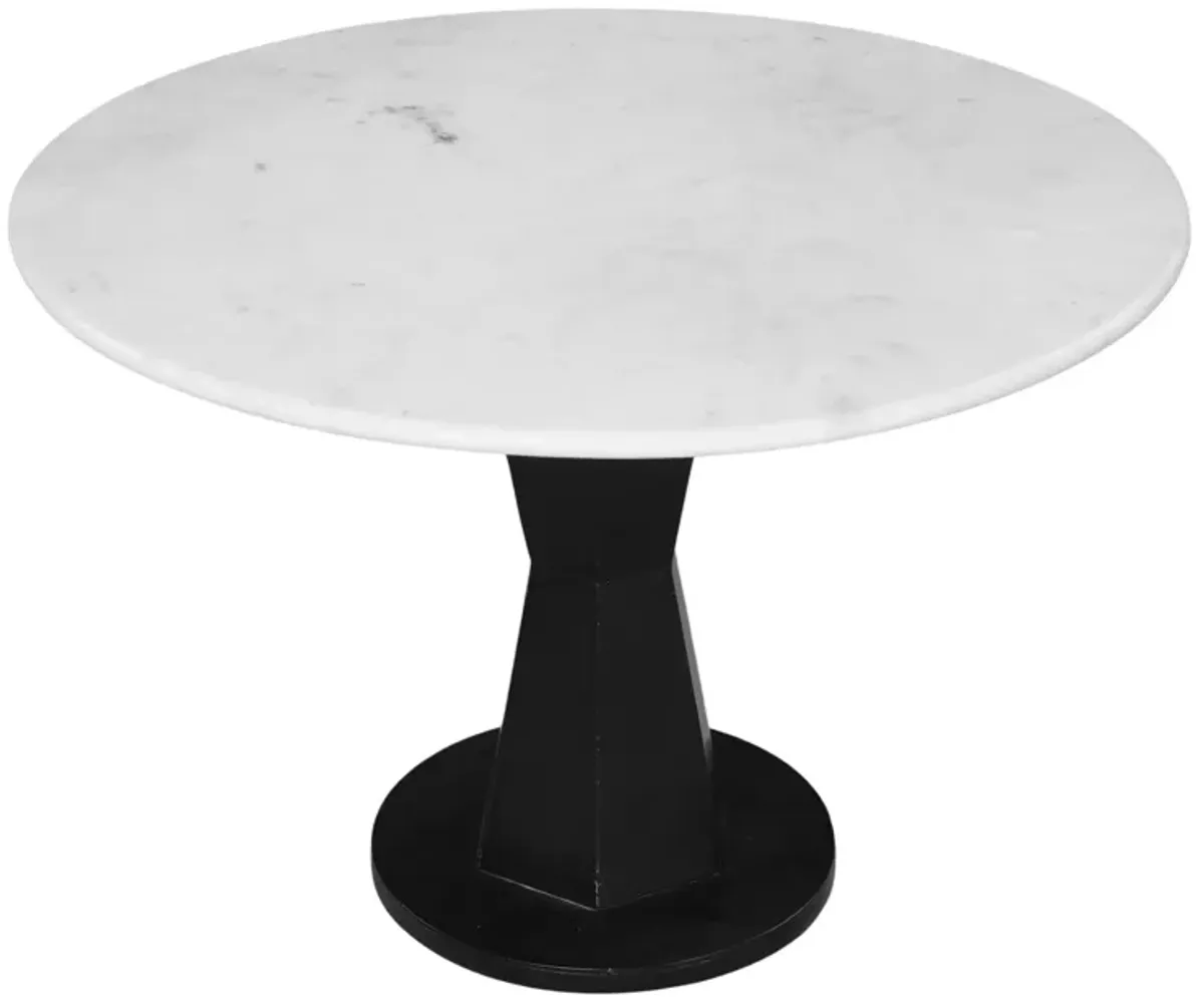 Riko 27" Coffee Table, White Marble Top on Modern Iron Stand, Round Table,